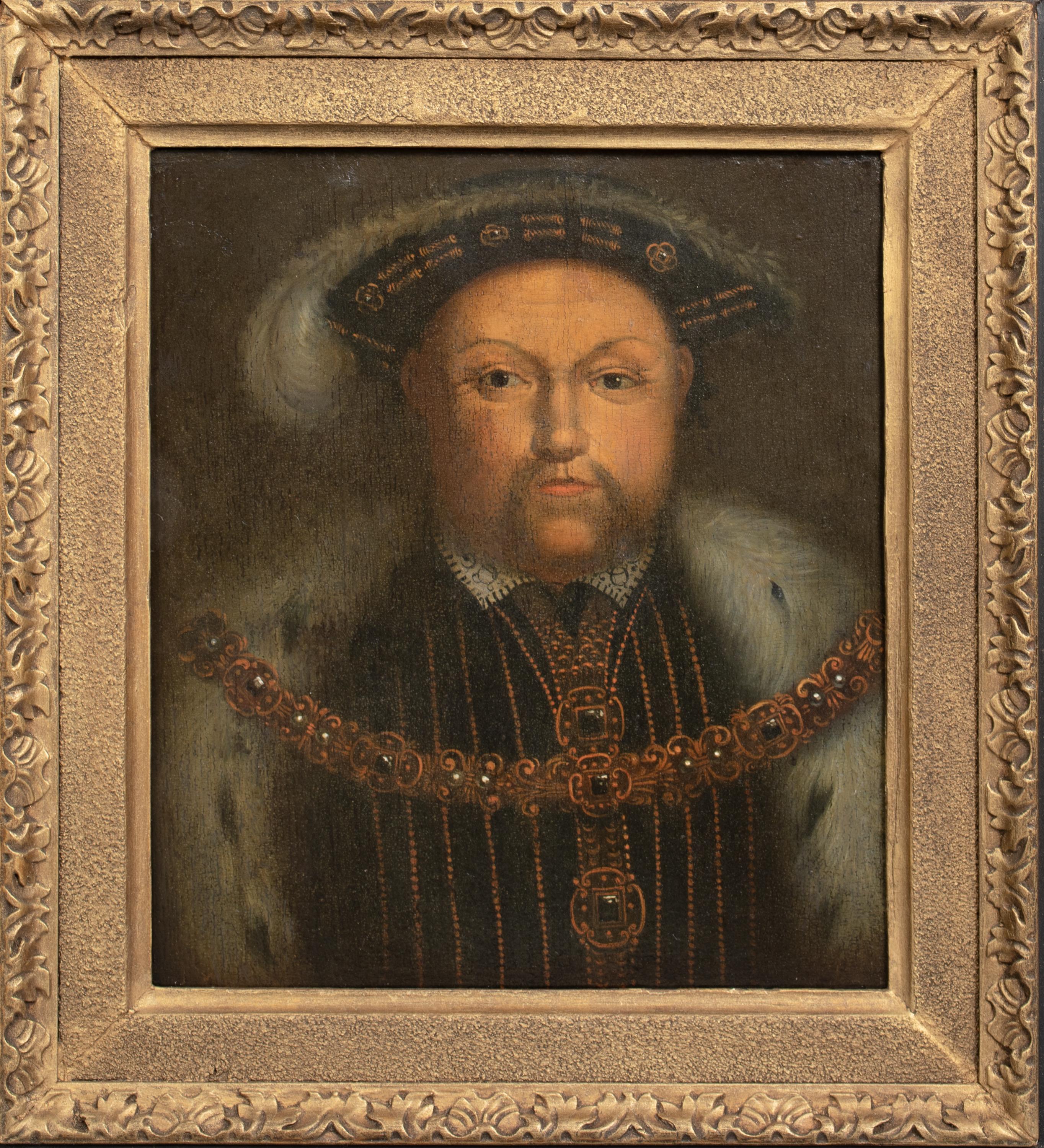 Portrait Of King Henry VIII (1491-1547) Of England, 16th Century

circle of HANS HOLBEIN (1497-1543)

16th Century English court portrait of King Henry VIII as King of England, oil on panel. Excellent quality and condition for its age depicting