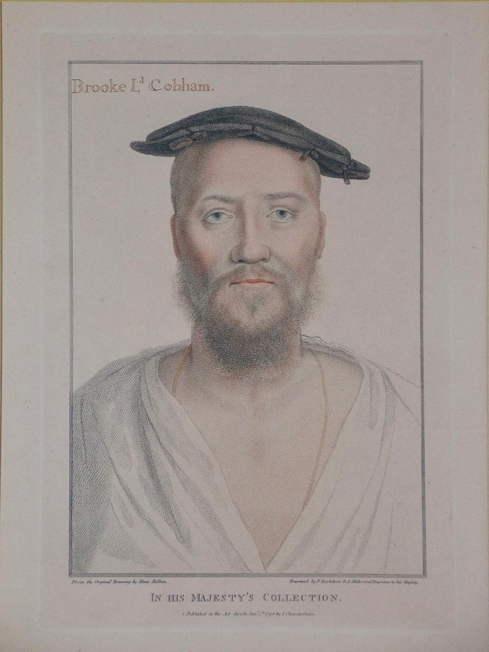 18th C. Bartolozzi Portrait of Brooke Cobham from a 16th Century Holbein Drawing - Print by Hans Holbein