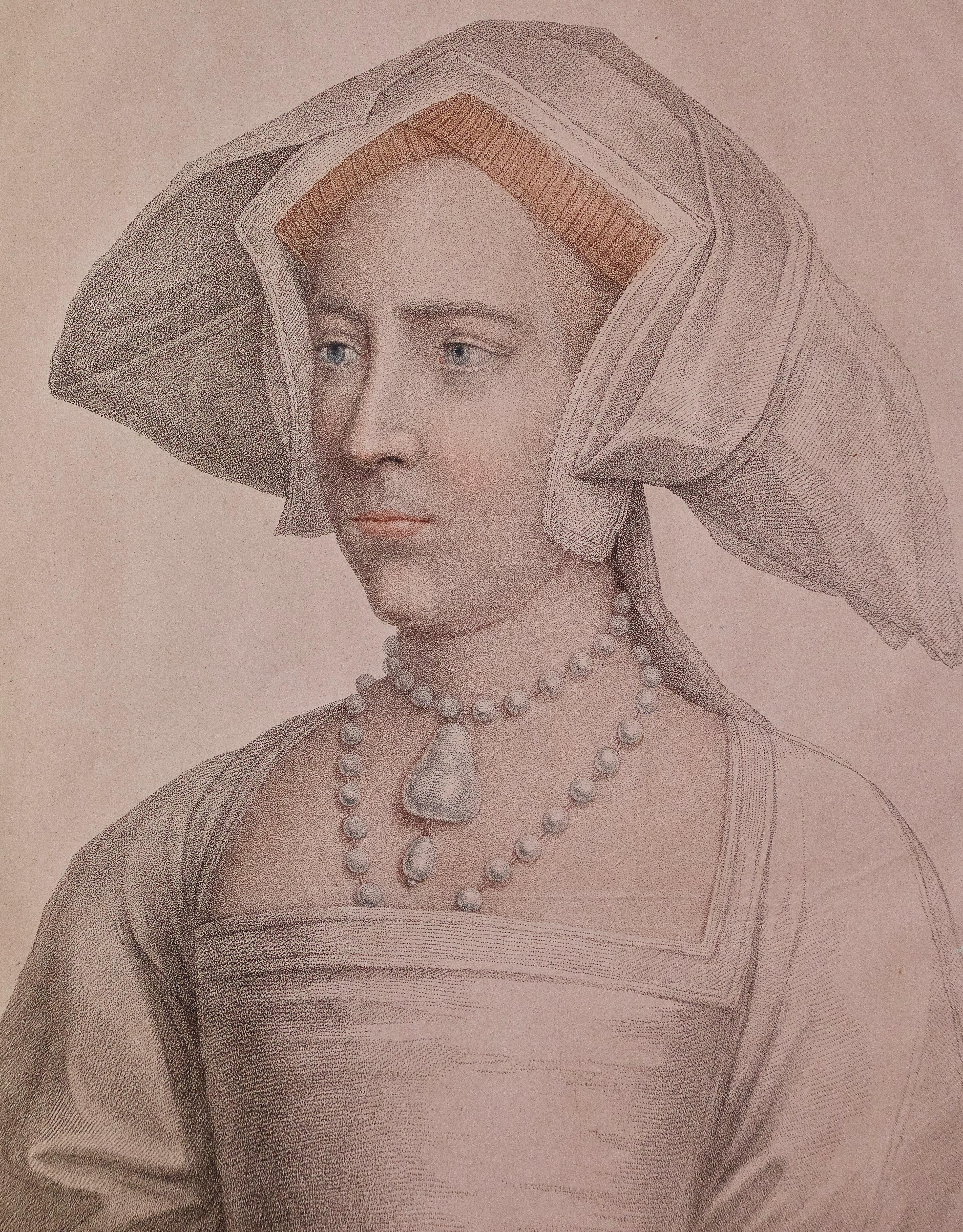 18th C. Bartolozzi Portrait of Queen Mary from a 16th Century Holbein Drawing - Print by Hans Holbein