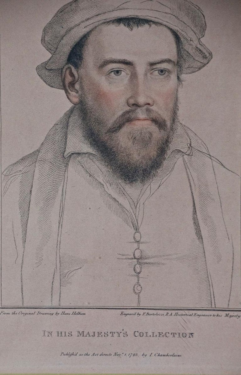 18th C. Portrait of Edward Stanley from Henry VIII's Court after Holbein Drawing - Old Masters Print by Hans Holbein