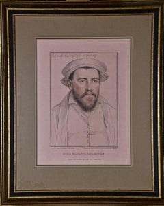 Antique 18th C. Portrait of Edward Stanley from Henry VIII's Court after Holbein Drawing