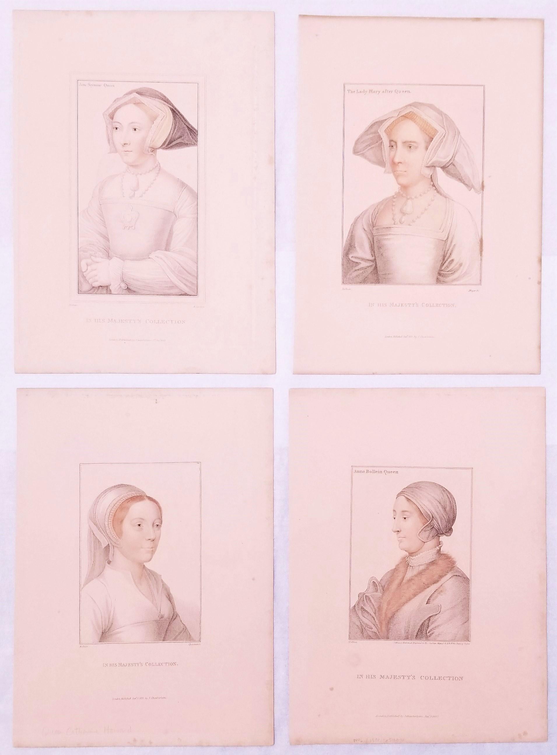 Set di quattro incisioni a puntino tratte da "Disegni di Hans Holbein" /// Enrico VIII
