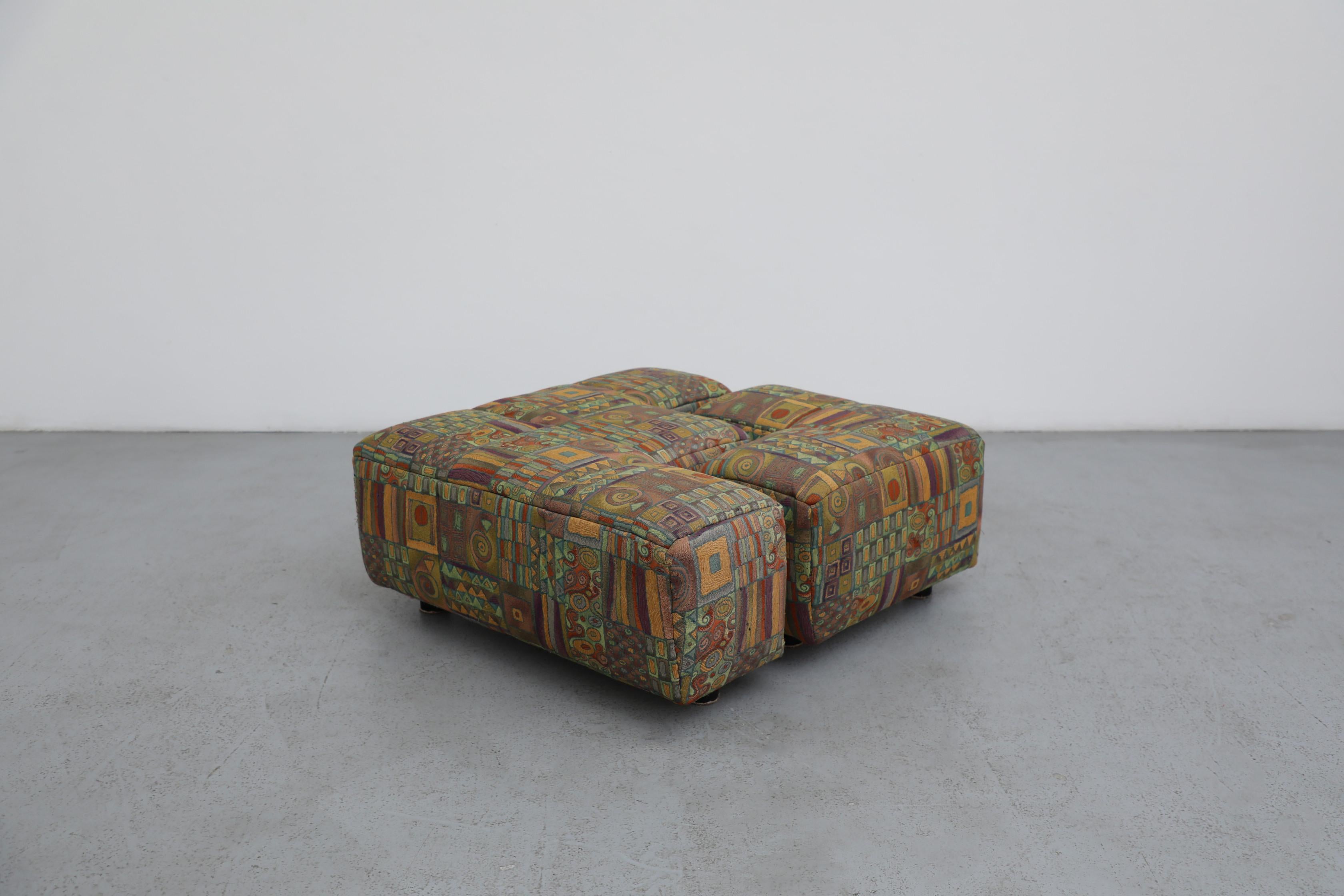 Hans Hopfer Castell Modular Ottoman Set for Wiener Werkstätte, Multicolor In Good Condition For Sale In Los Angeles, CA