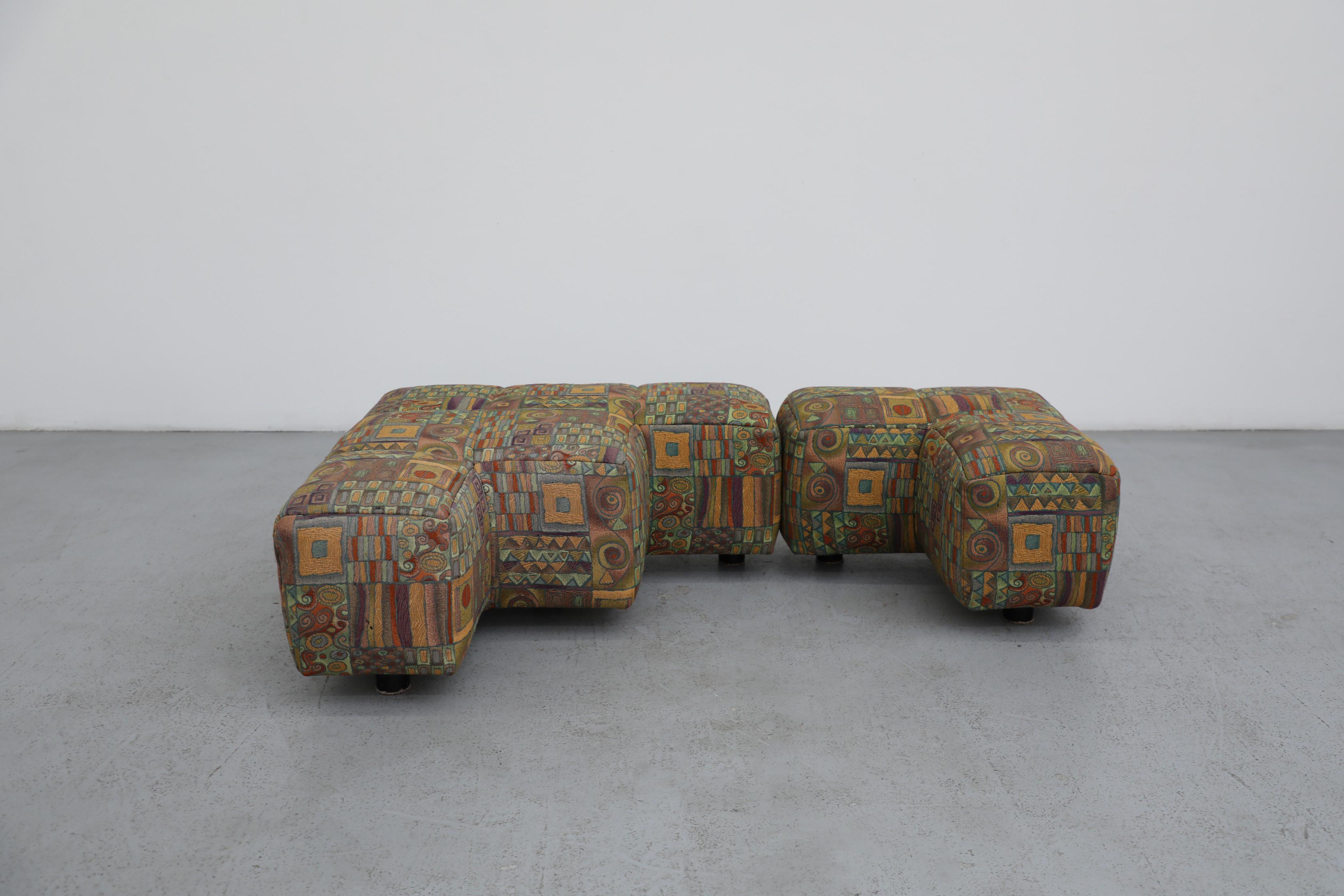 Mid-20th Century Hans Hopfer Castell Modular Ottoman Set for Wiener Werkstätte, Multicolor For Sale