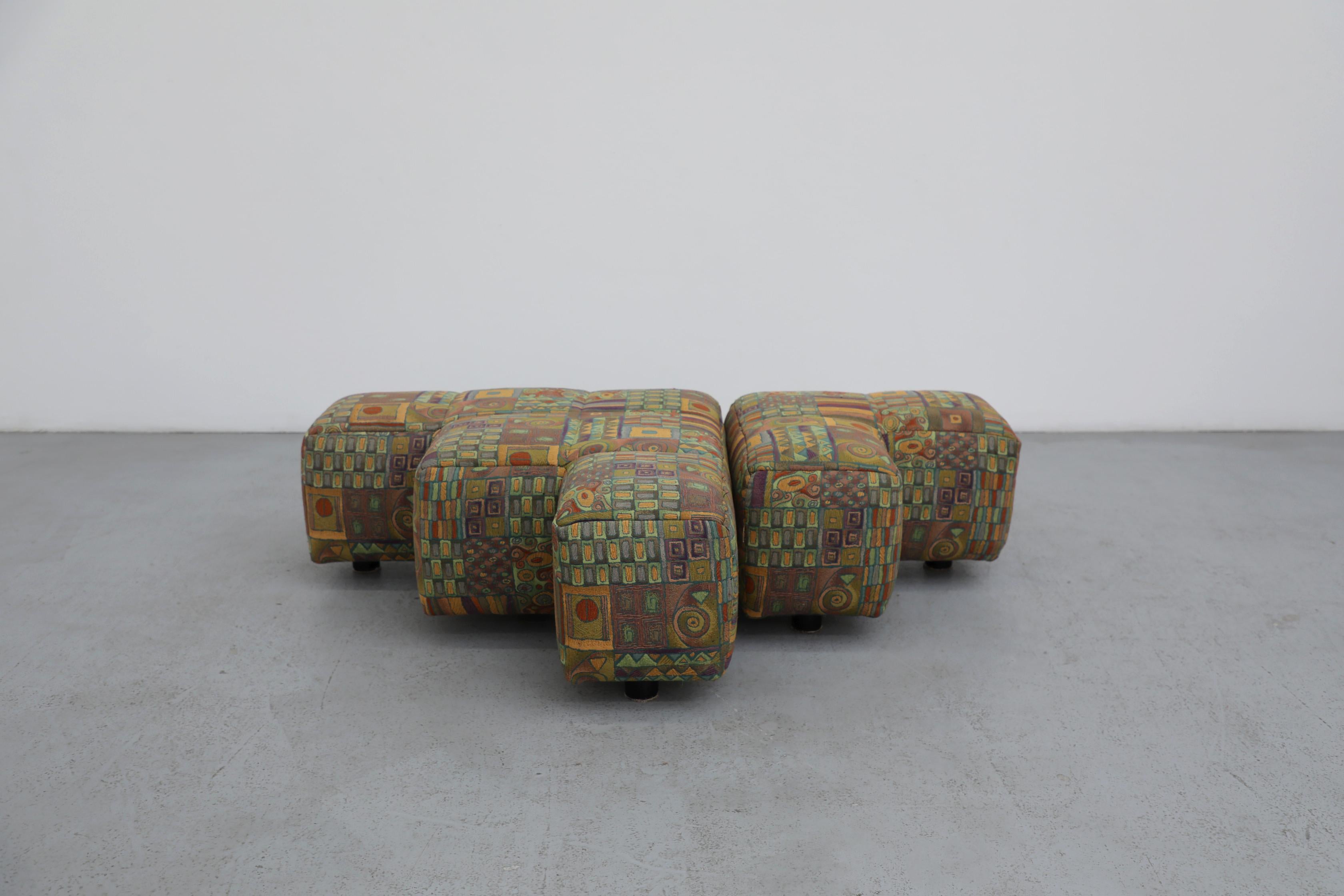 Fabric Hans Hopfer Castell Modular Ottoman Set for Wiener Werkstätte, Multicolor For Sale