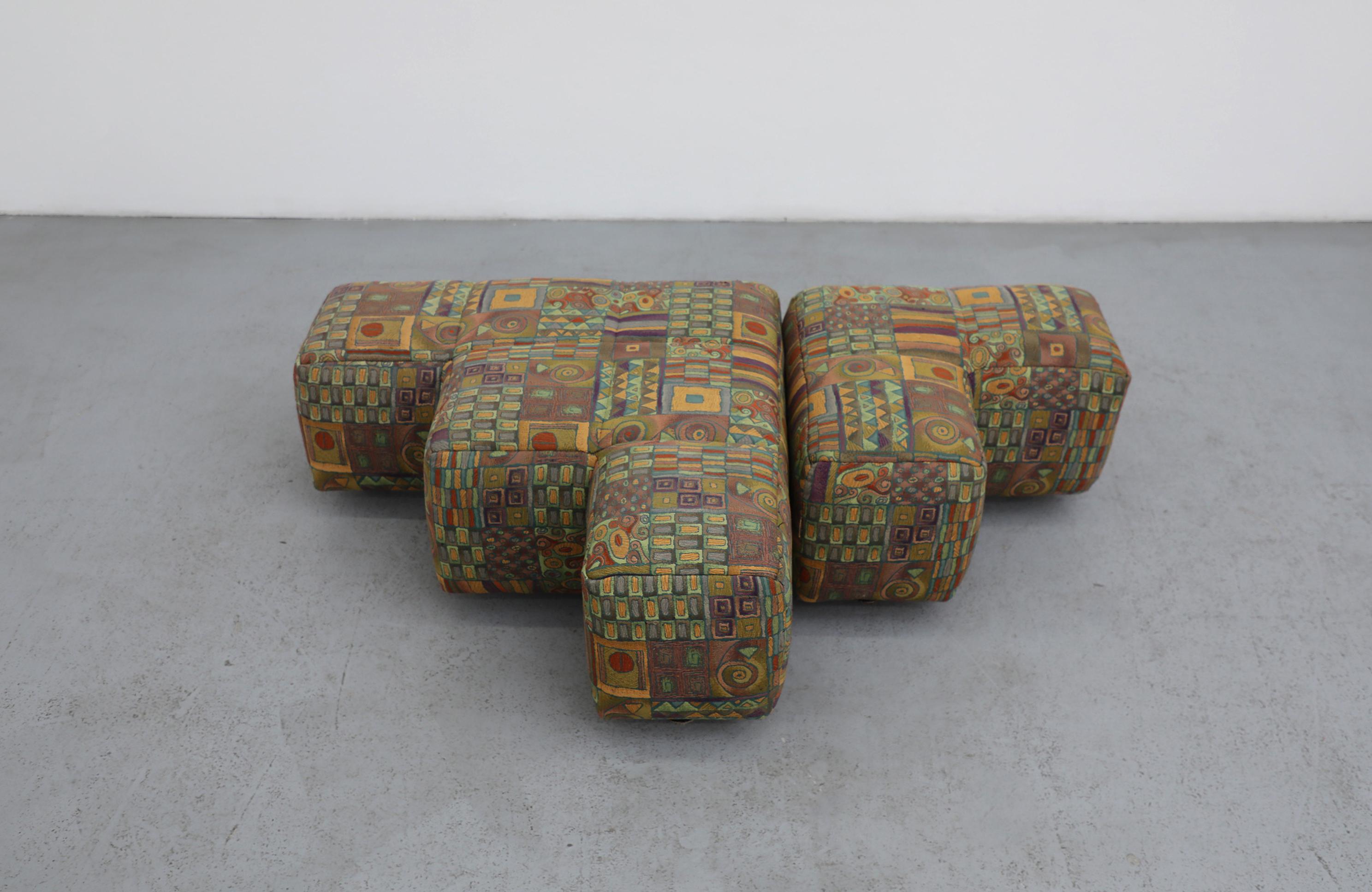 Hans Hopfer Castell Modular Ottoman Set for Wiener Werkstätte, Multicolor For Sale 1