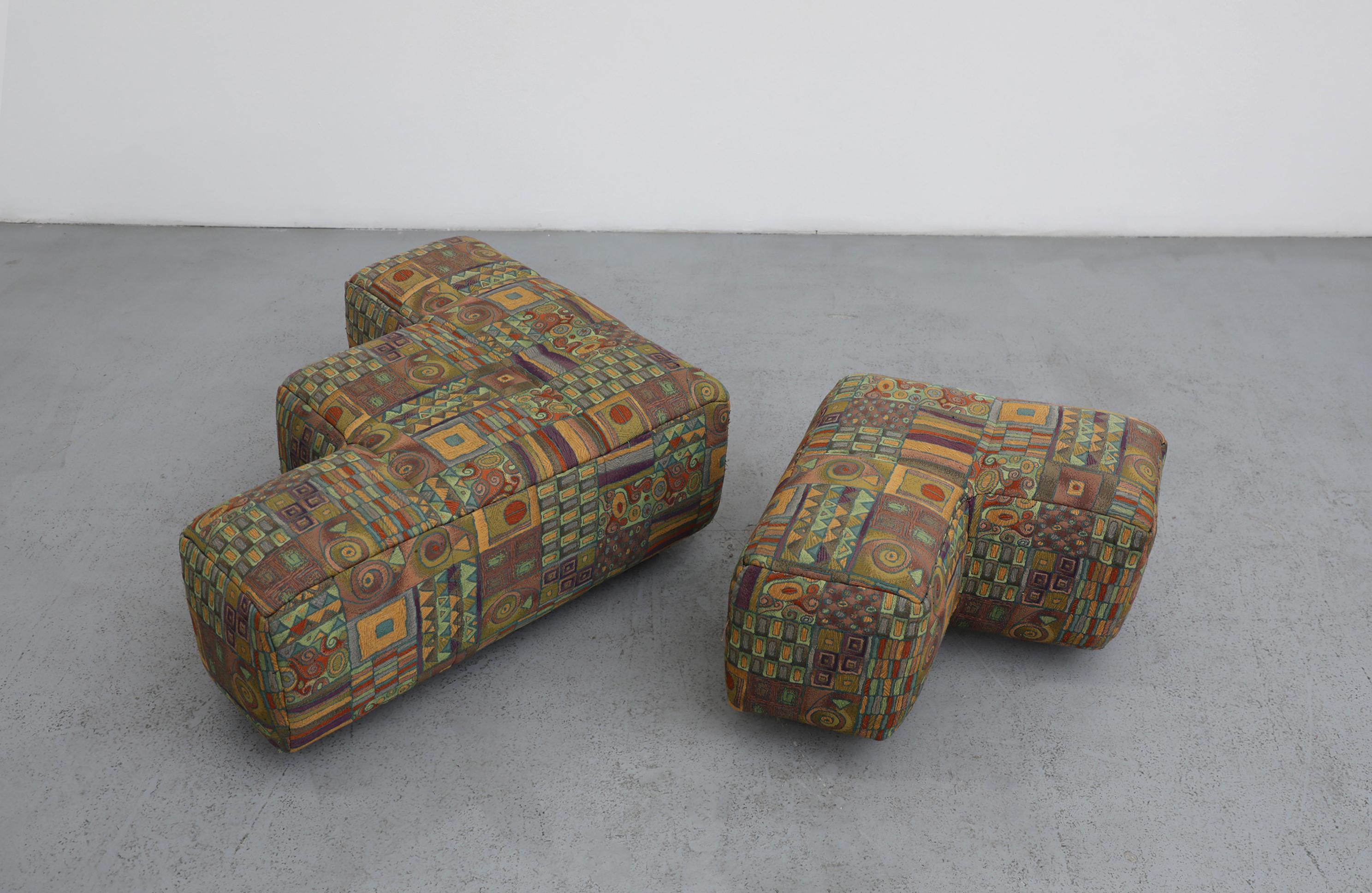 Hans Hopfer Castell Modular Ottoman Set for Wiener Werkstätte, Multicolor For Sale 2
