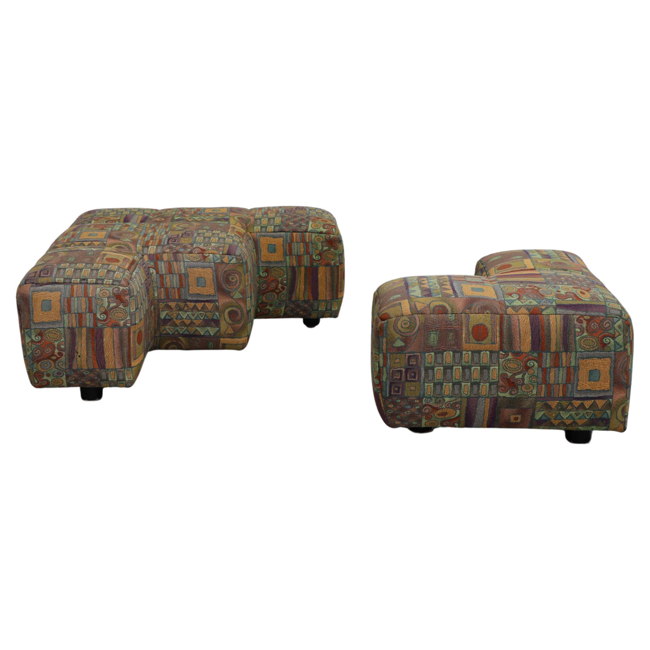 Hans Hopfer Castell Modular Ottoman Set for Wiener Werkstätte, Multicolor For Sale