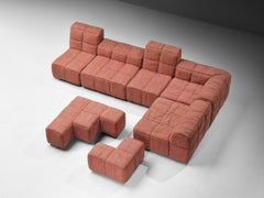 Hans Hopfer for Neue Wiener Werkstätte 'Castell' Sectional Sofa in Pink Fabric