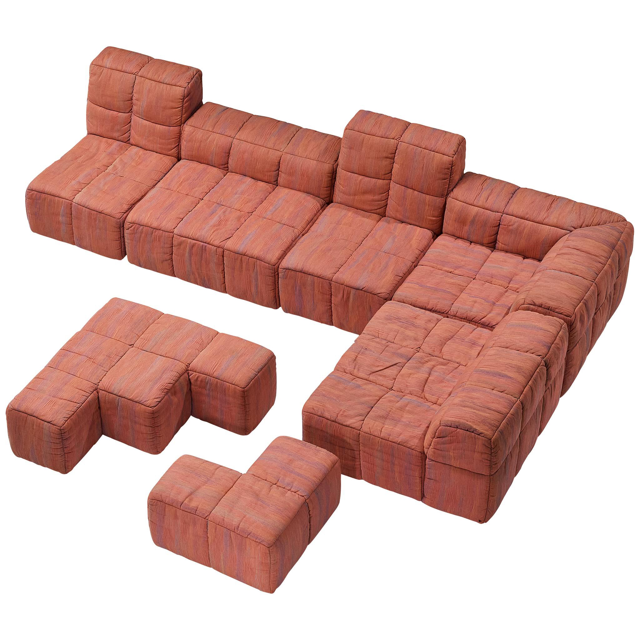 Hans Hopfer for Neue Wiener Werkstätte 'Castell' Sectional Sofa in Pink Fabric