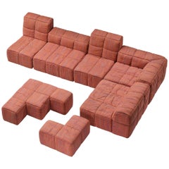 Hans Hopfer for Neue Wiener Werkstätte 'Castell' Sectional Sofa in Pink Fabric