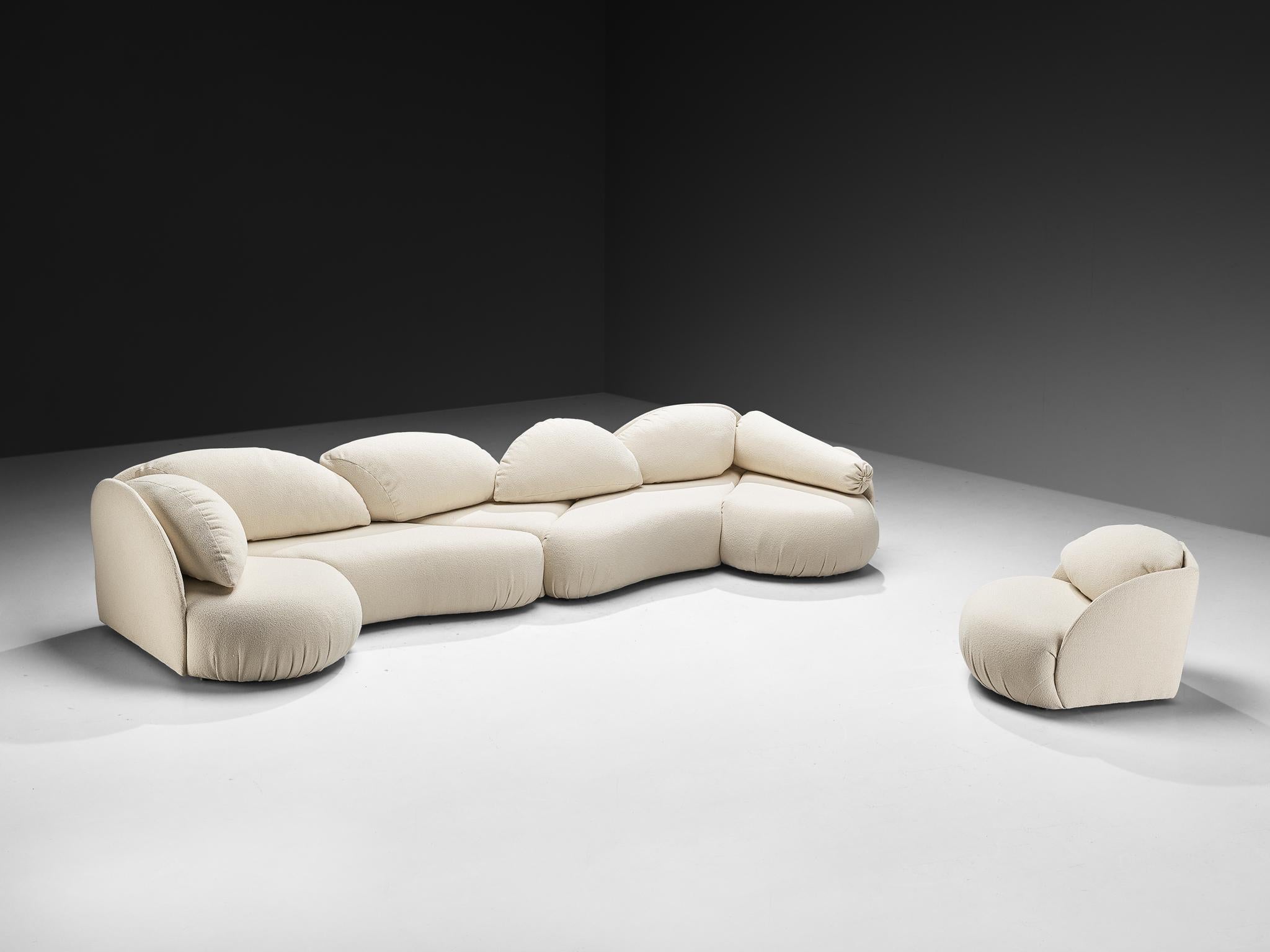 Hans Hopfer per Roche Bobios Divano Croissant postmoderno in tessuto bianco sporco in vendita 5