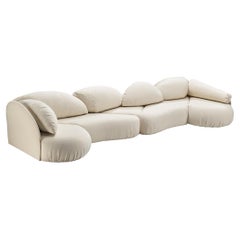 Hans Hopfer for Roche Bobios Post-Modern Croissant Sofa in Off-White Fabric