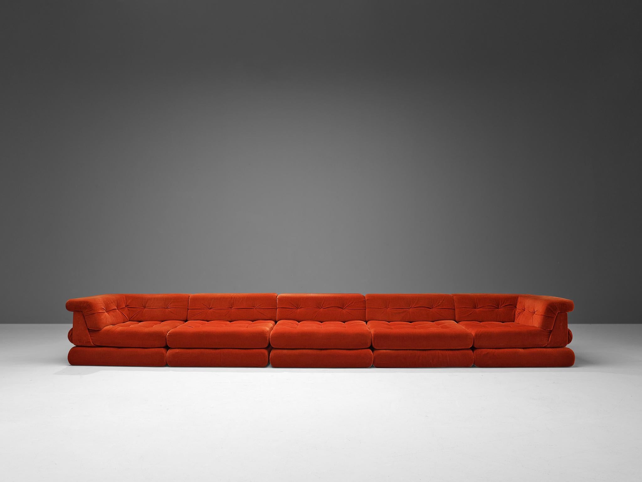 Hans Hopfer for Roche Bobois Sectional Sofa in Red Velvet  6