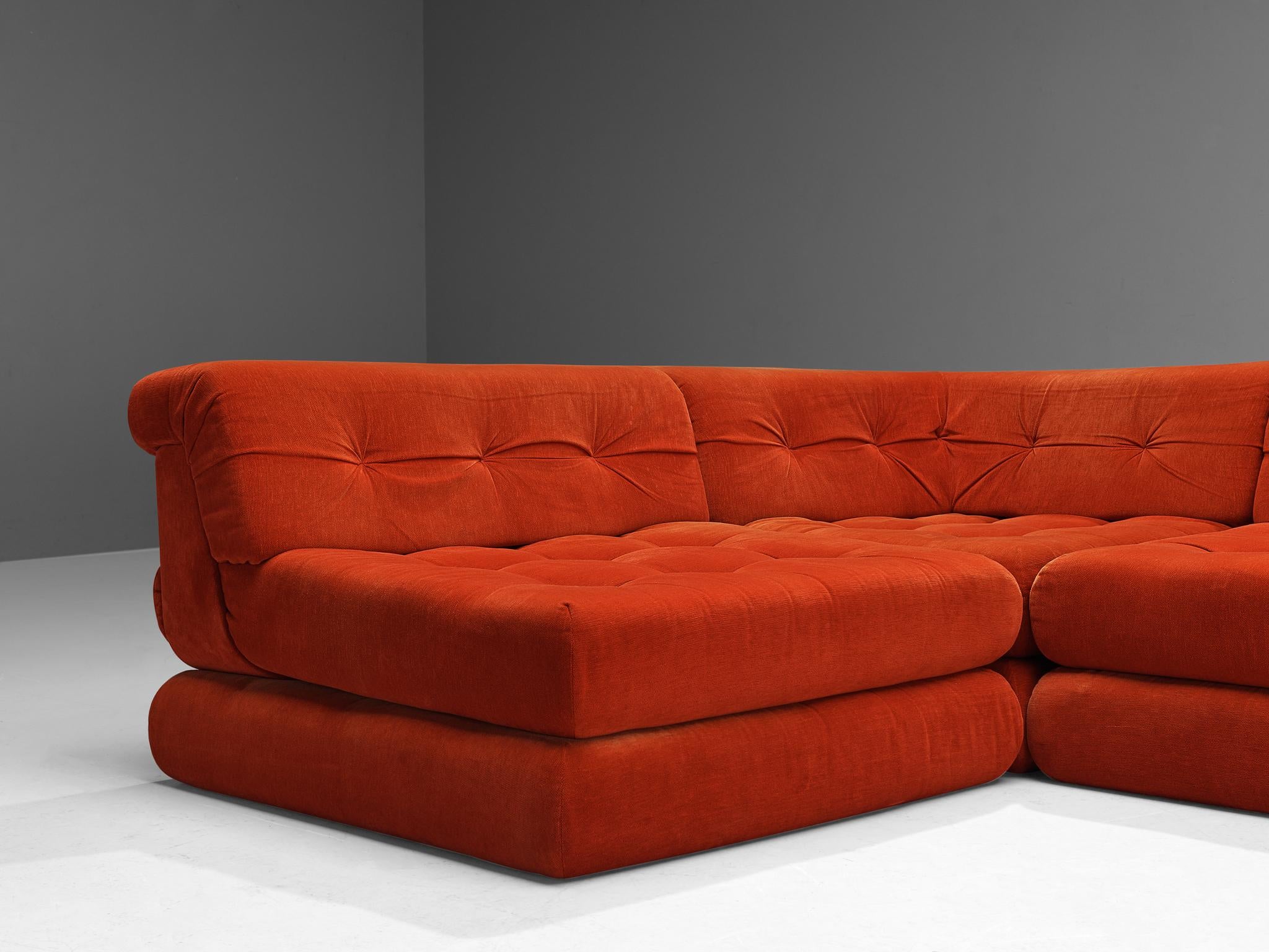 Post-Modern Hans Hopfer for Roche Bobois Sectional Sofa in Red Velvet 