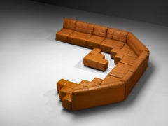 Hans Hopfer for Wiener Werkstätte Castell Sectional Sofa in Cognac Leather