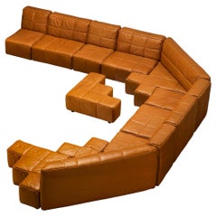 Hans Hopfer for Wiener Werkstätte Castell Sectional Sofa in Cognac Leather