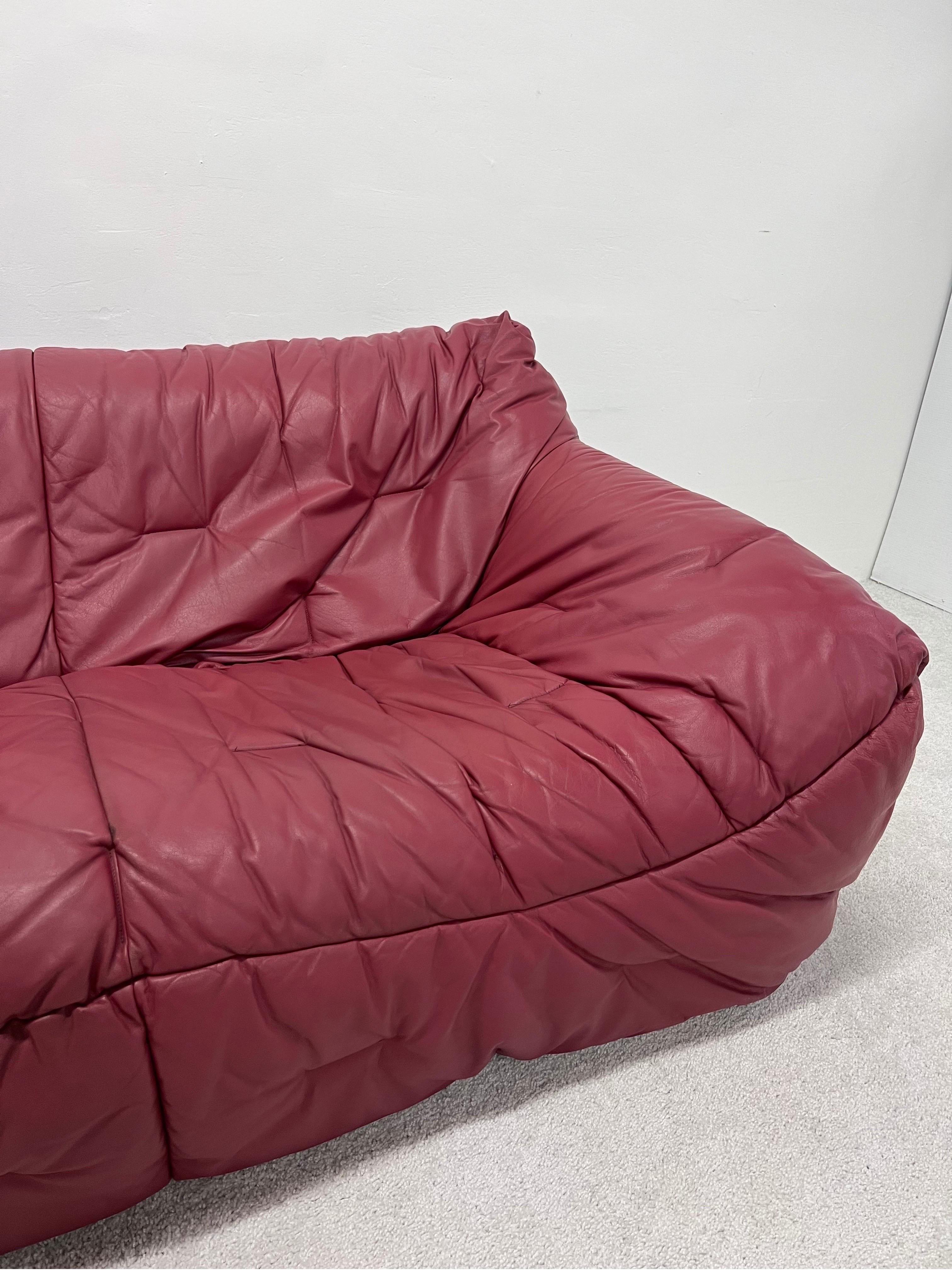 Hans Hopfer Informel Leather Sofa for Roche Bobois, 1970s 3