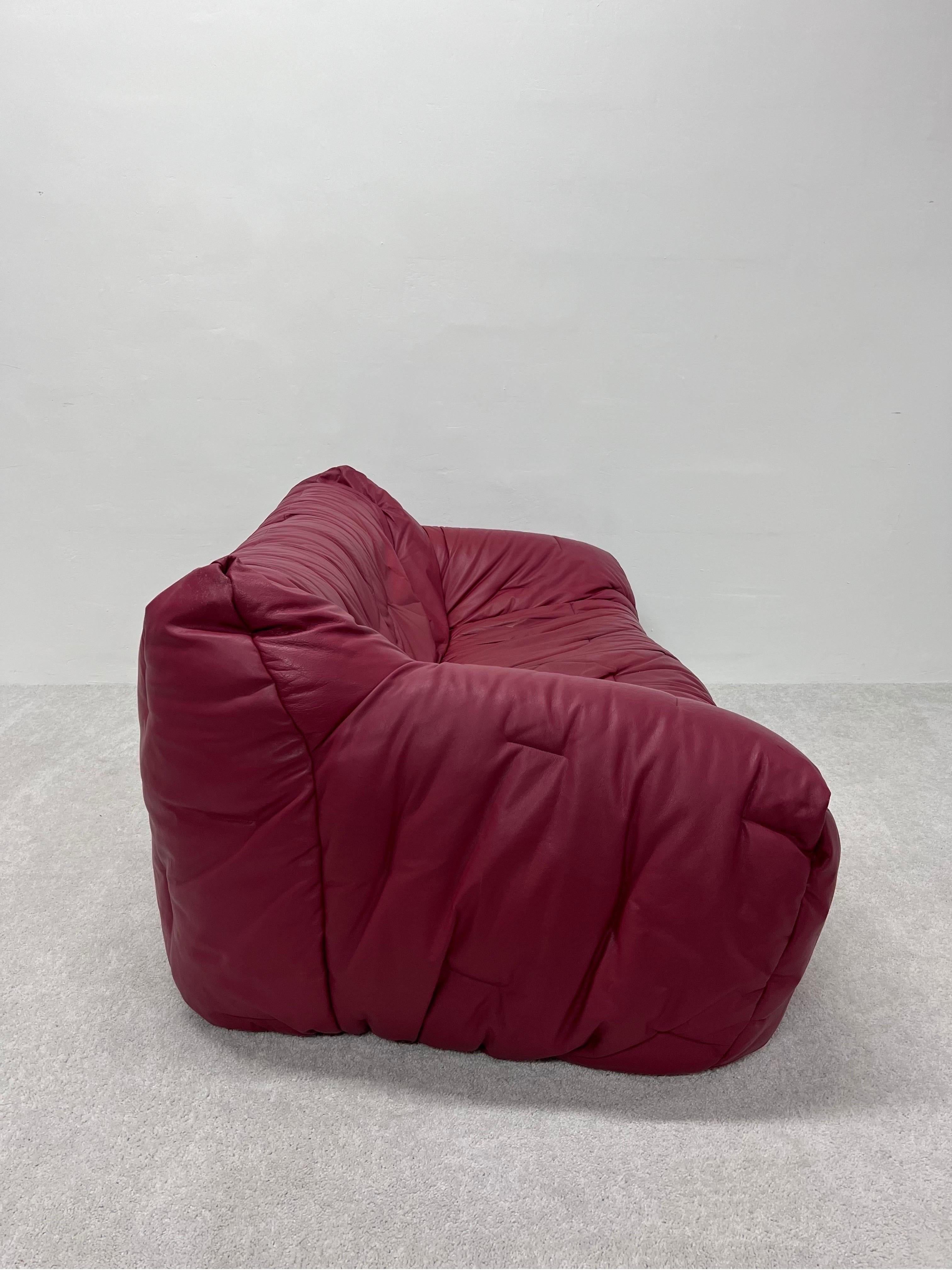 Mid-Century Modern Hans Hopfer Informel Leather Sofa for Roche Bobois, 1970s
