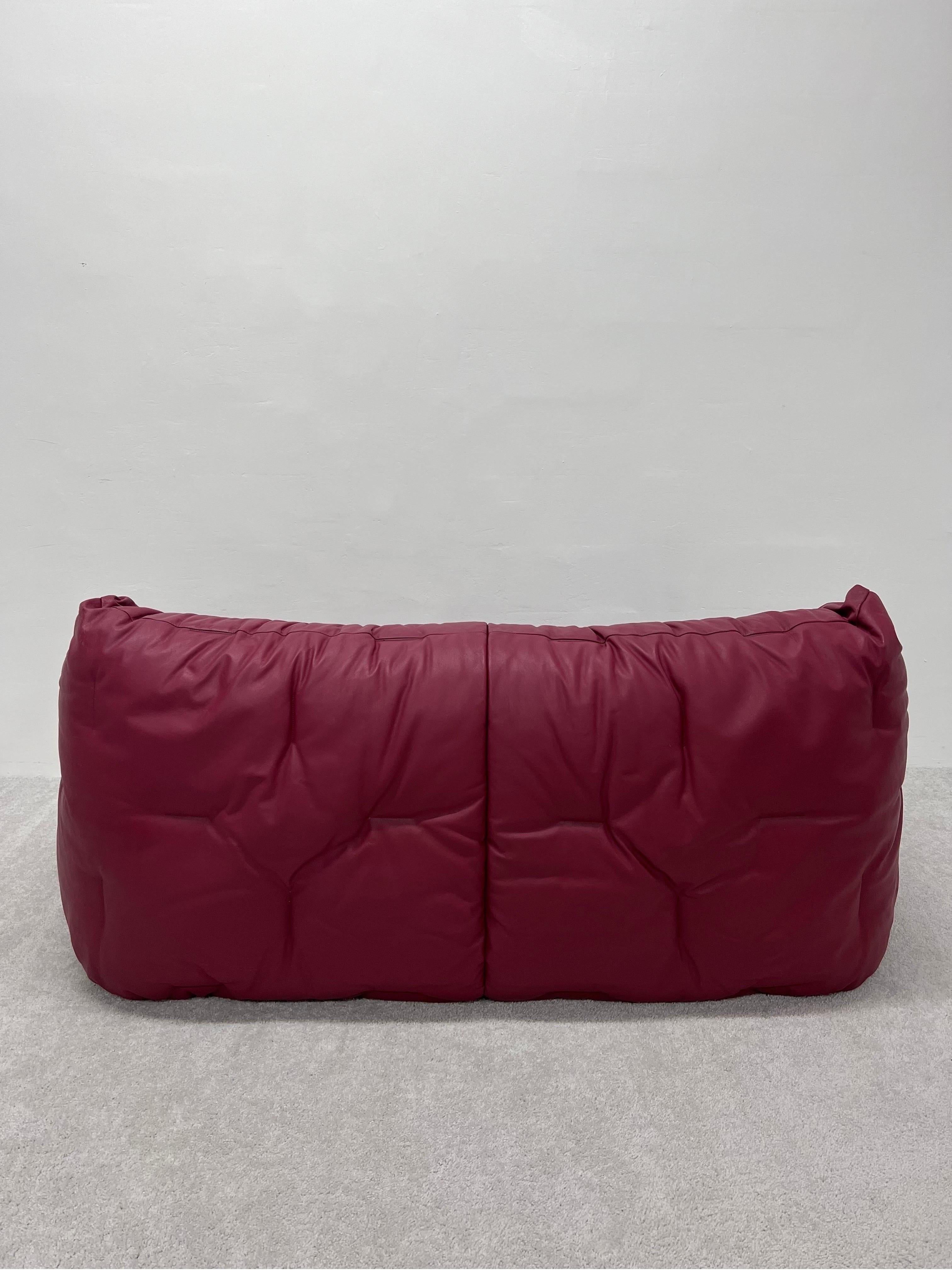 French Hans Hopfer Informel Leather Sofa for Roche Bobois, 1970s