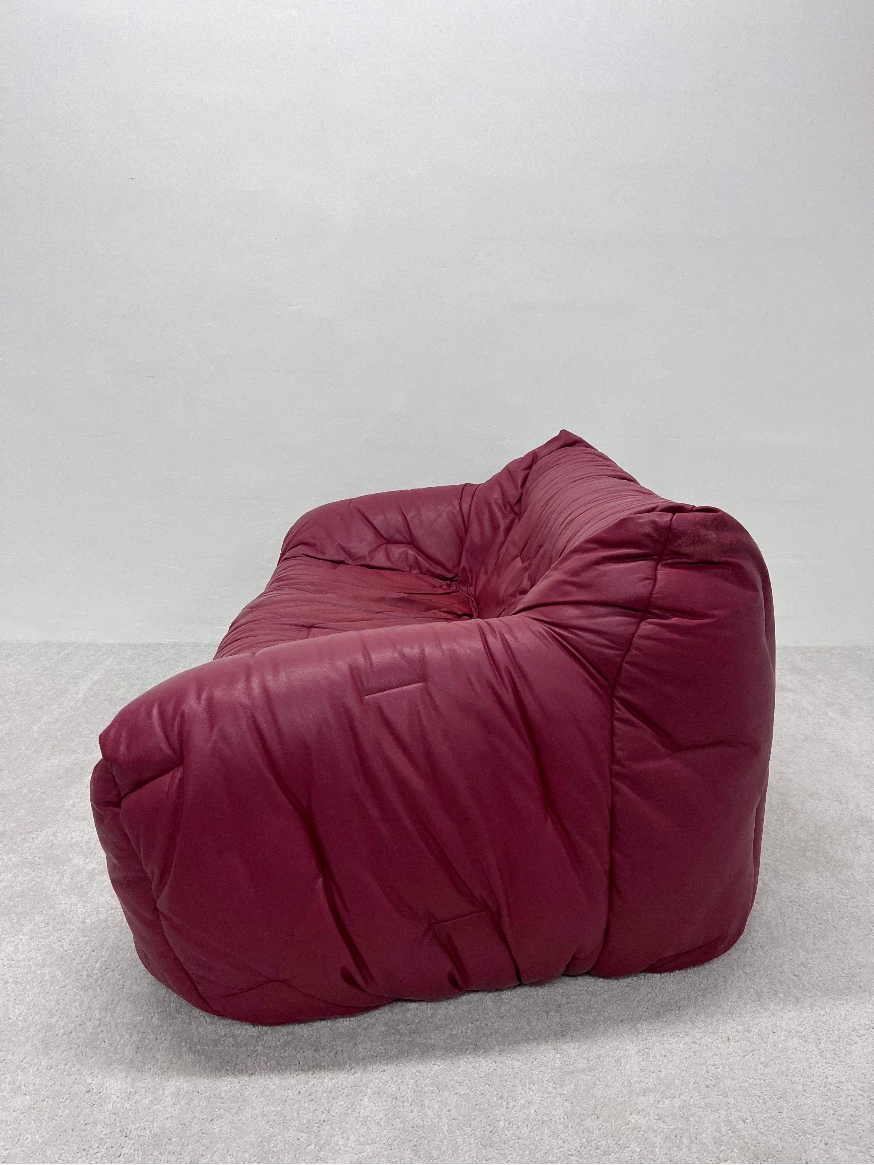 Hans Hopfer Informel Leather Sofa for Roche Bobois, 1970s In Good Condition In Miami, FL