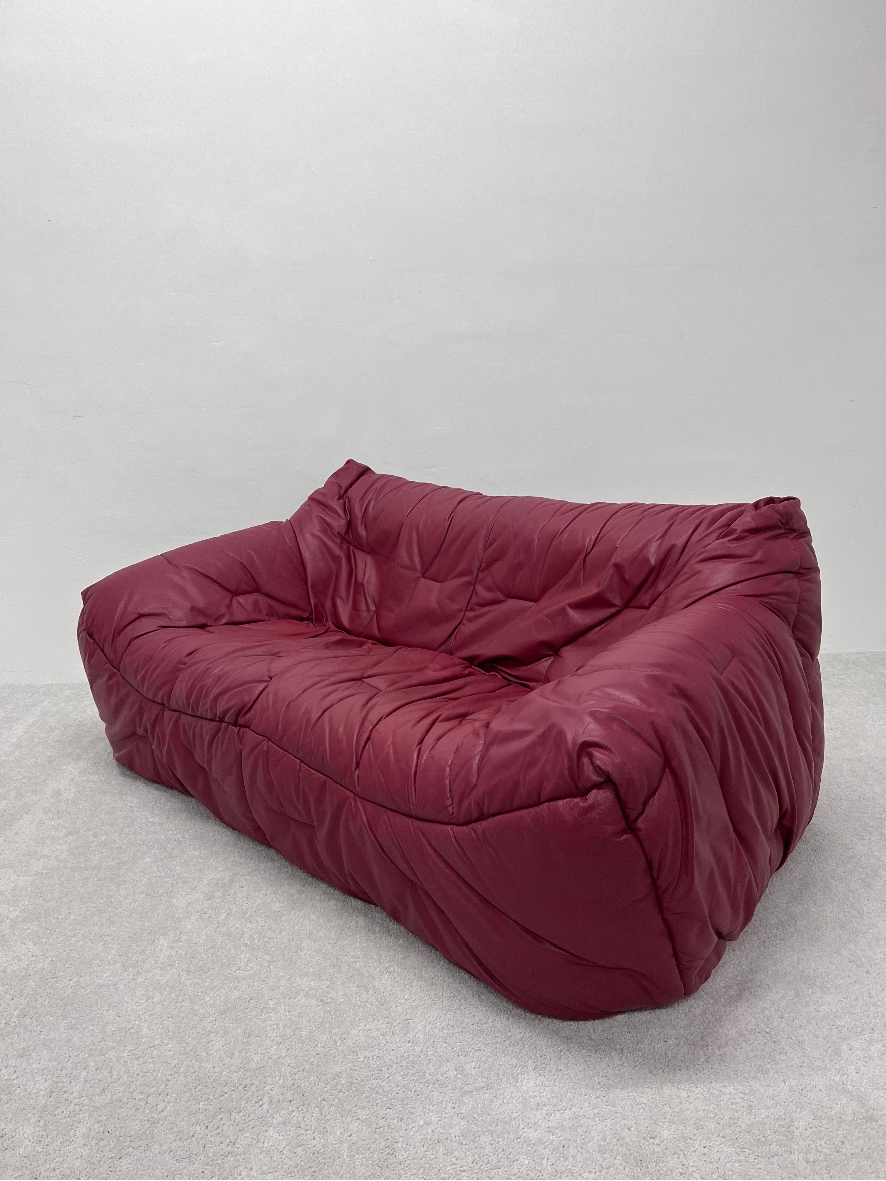 20th Century Hans Hopfer Informel Leather Sofa for Roche Bobois, 1970s