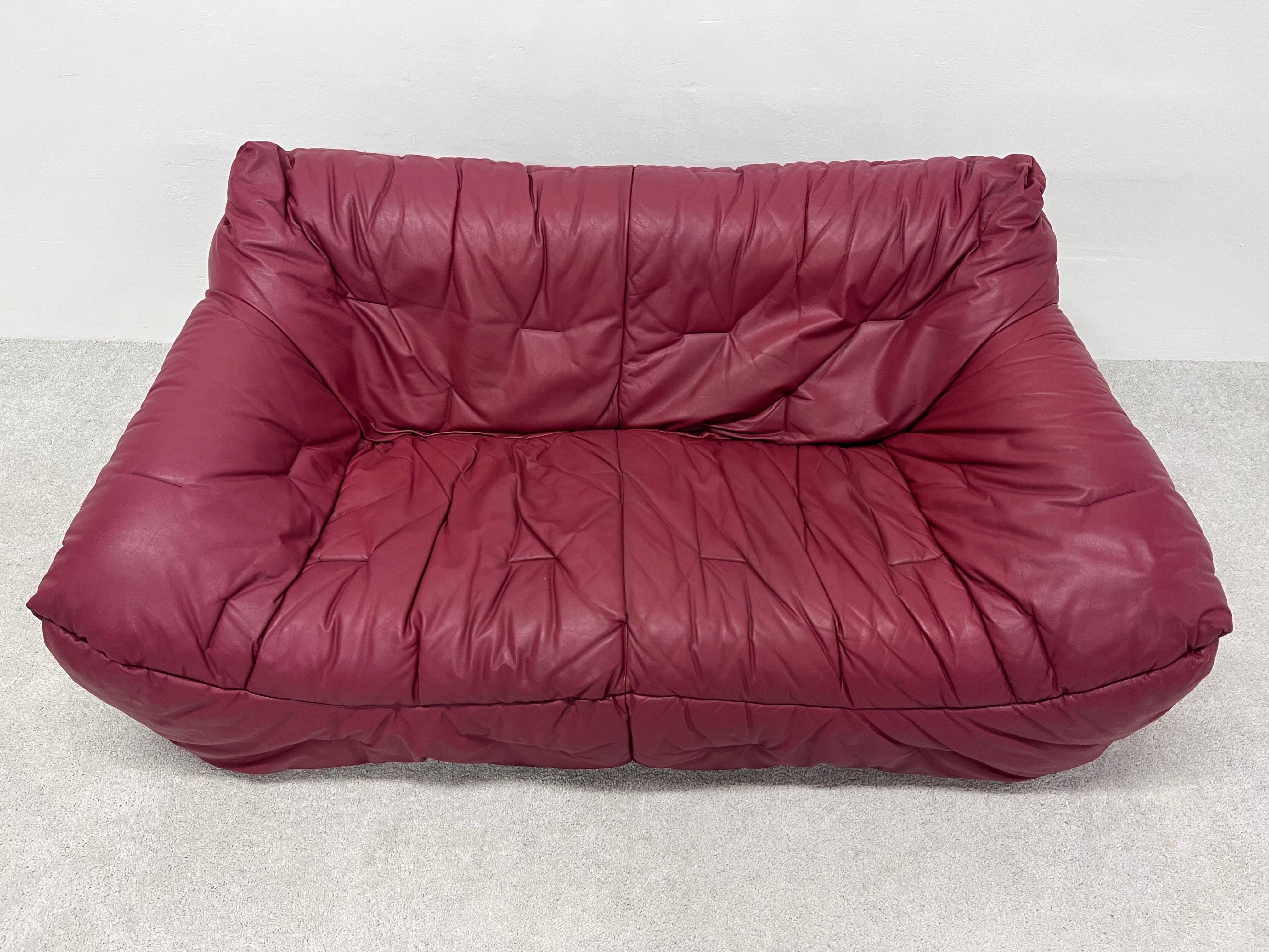 Hans Hopfer Informel Leather Sofa for Roche Bobois, 1970s 1