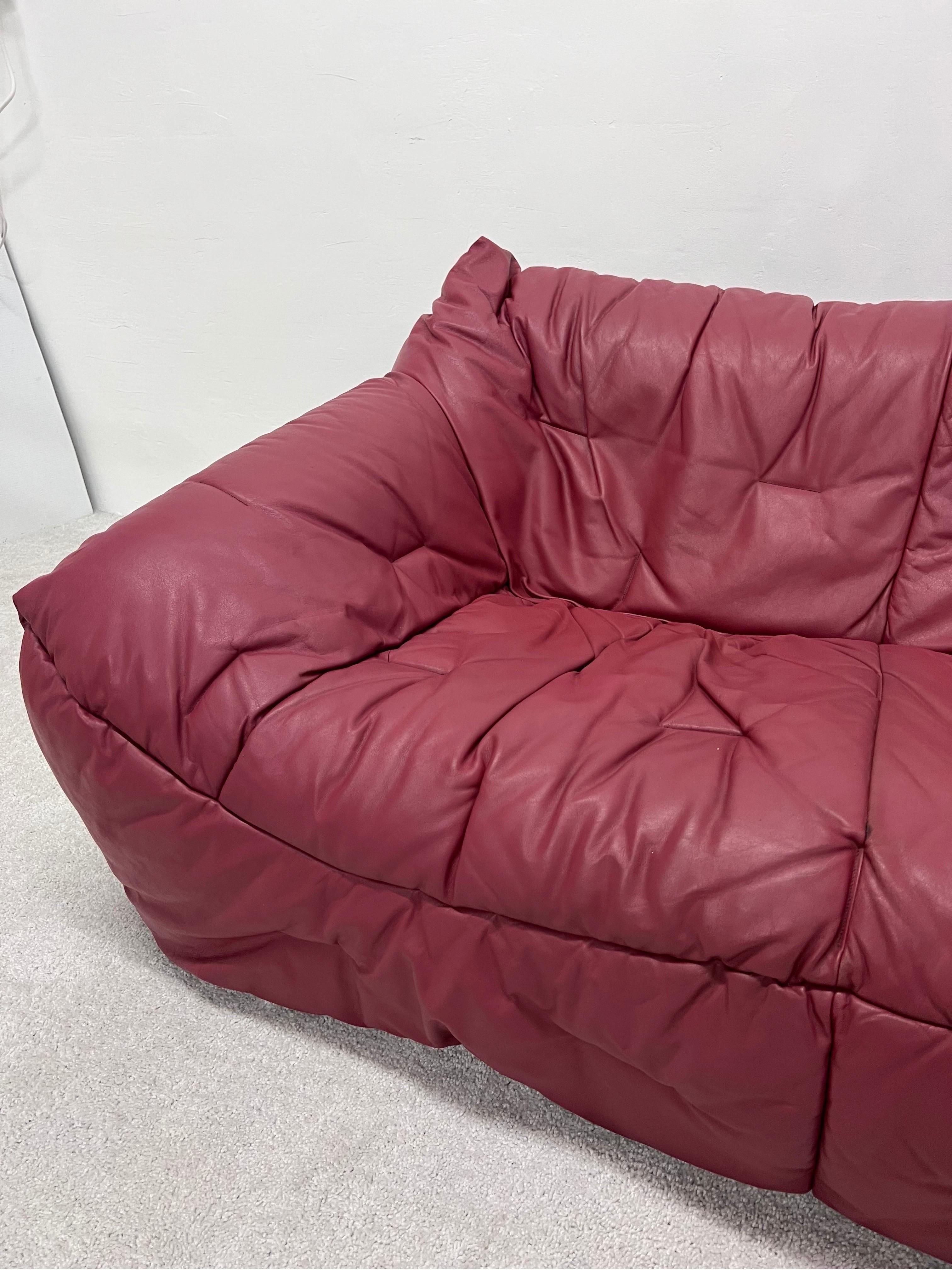 Hans Hopfer Informel Leather Sofa for Roche Bobois, 1970s 2