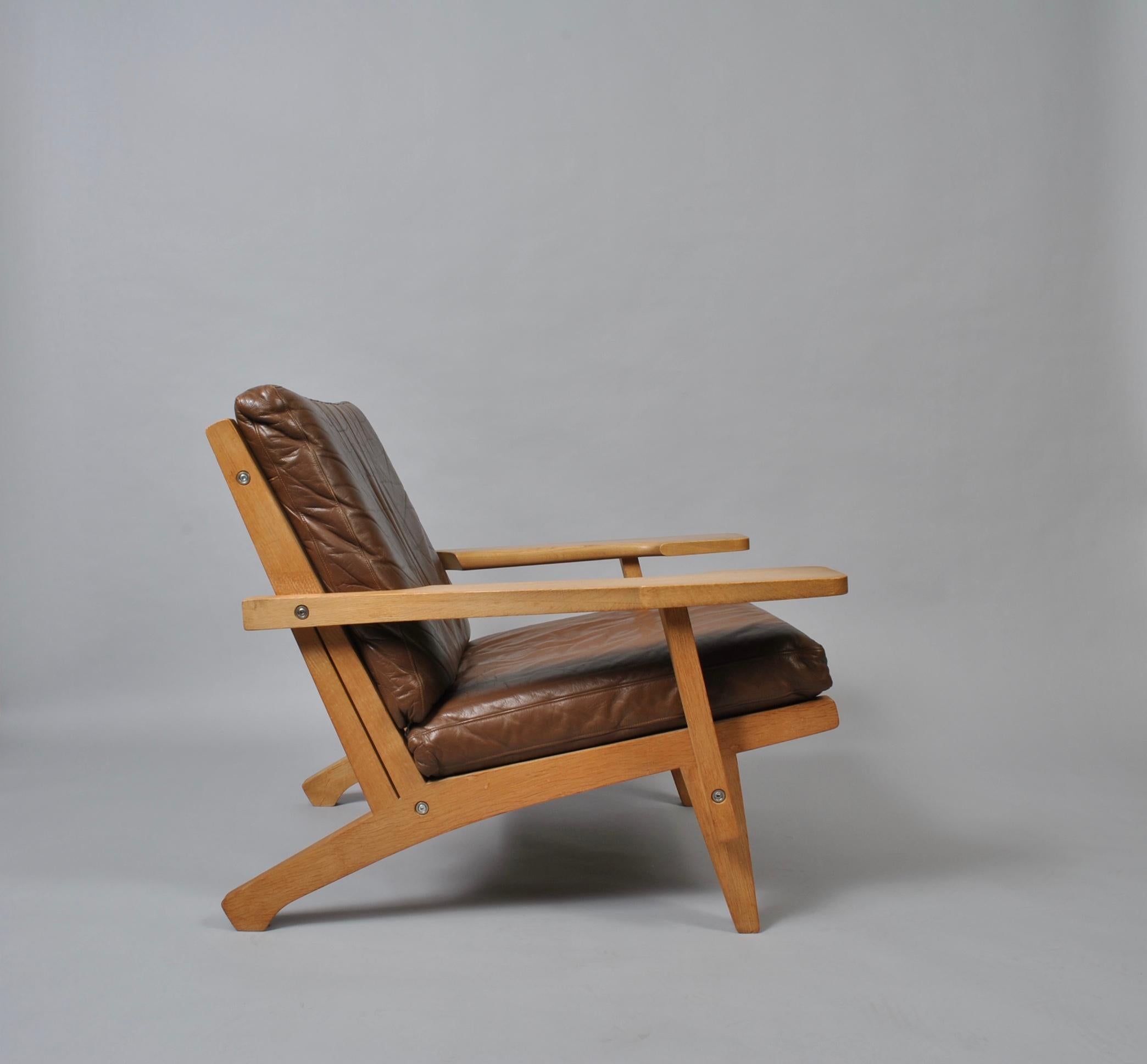 Danish Hans J Wegner, 1960s Oak Lounge Chair, Getama