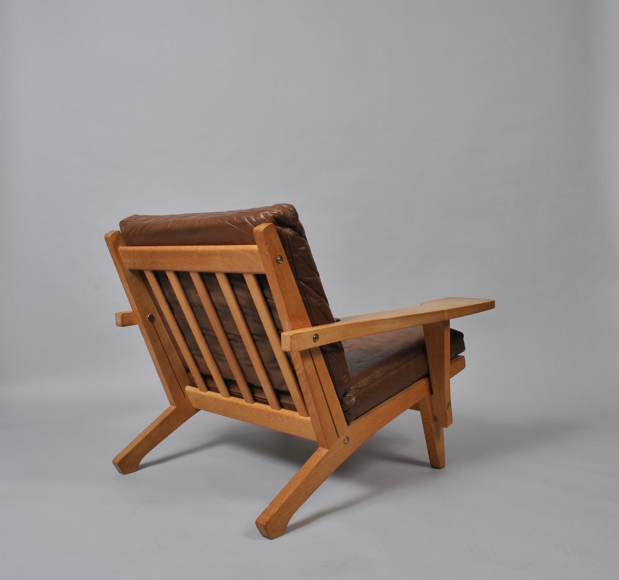 20th Century Hans J Wegner, 1960s Oak Lounge Chair, GETAMA