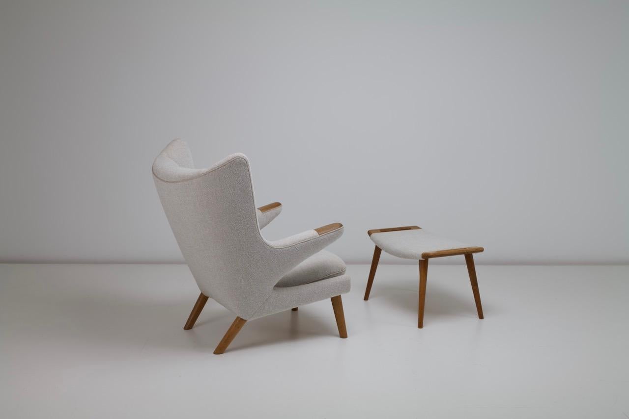 Danish Hans J Wegner Papa Bear Chair AP 19 & Ottoman AP 29 for AP Stolen Denmark 1953