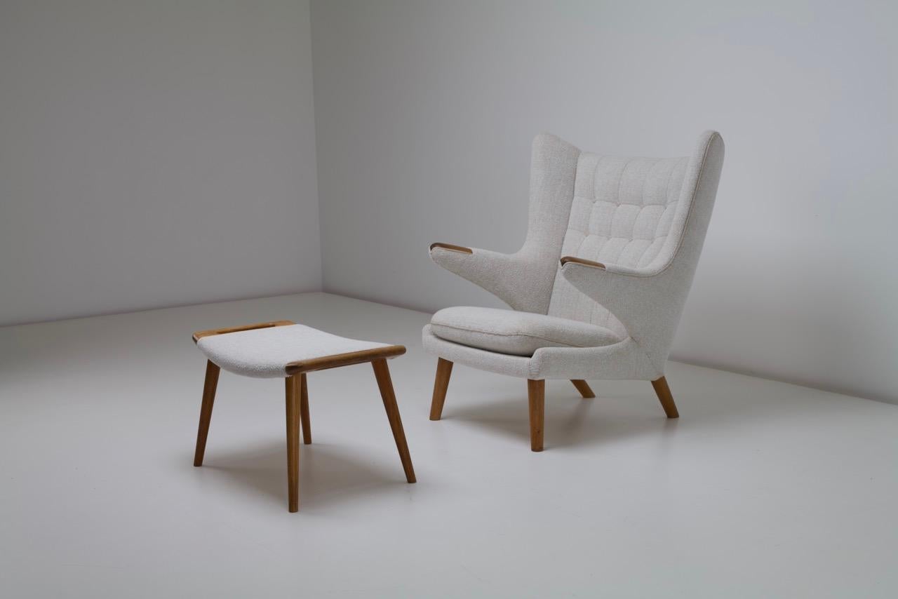 Hans J Wegner Papa Bear Chair AP 19 & Ottoman AP 29 for AP Stolen Denmark 1953 In Good Condition In Uxbridge, GB
