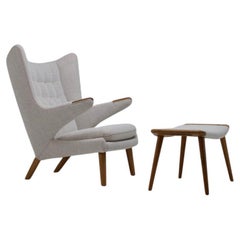 Hans J Wegner Papa Bear Chair AP 19 & Ottoman AP 29 for AP Stolen Denmark 1953