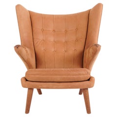 Hans J. Wegner AP19 Papa Bear Chair in Cognac-Coloured Nubuck Leather by AP Stol
