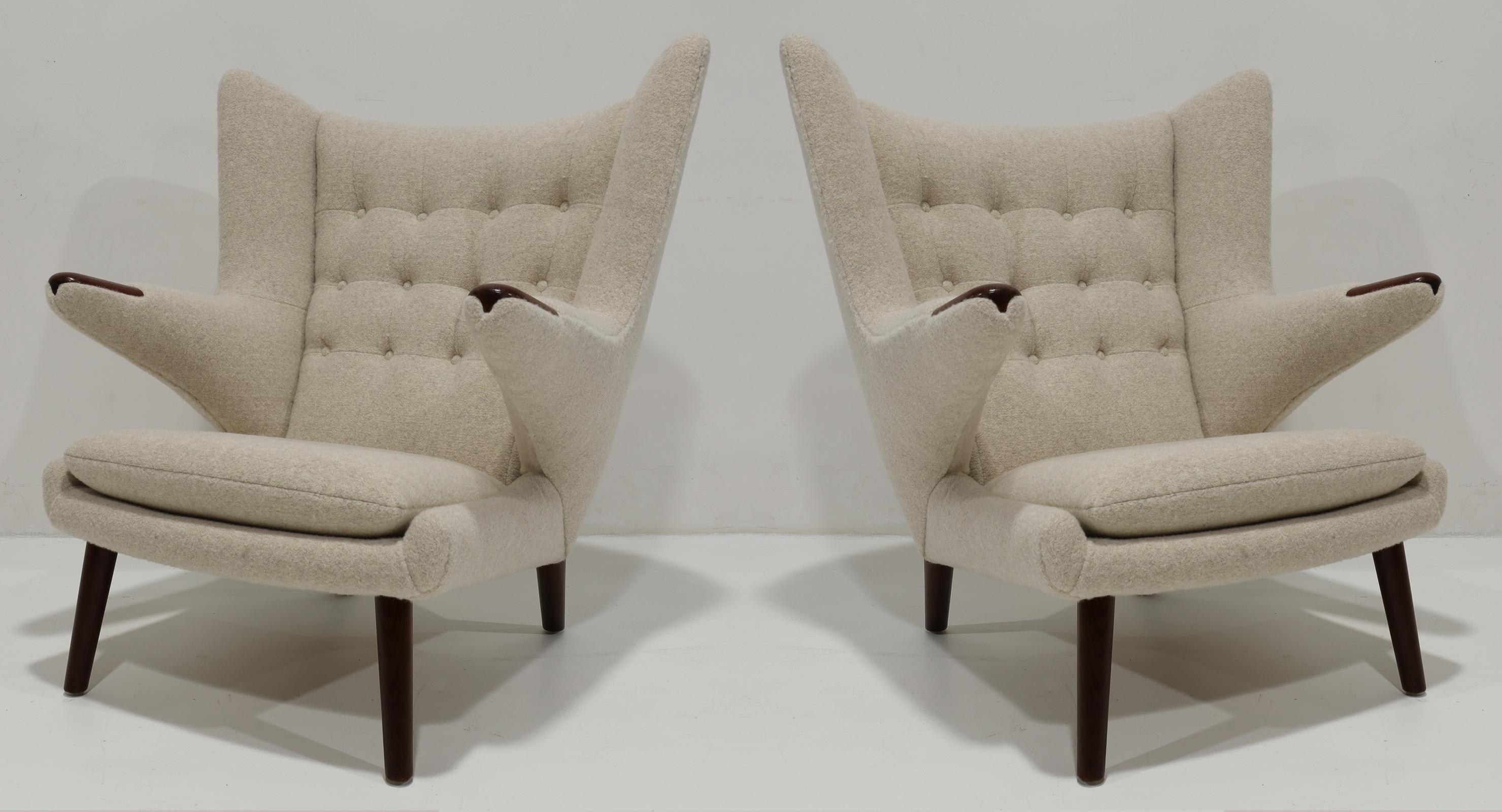 Scandinavian Modern Hans J. Wegner AP19 Papa Bear Chair in Holly Hunt Alpaca For Sale