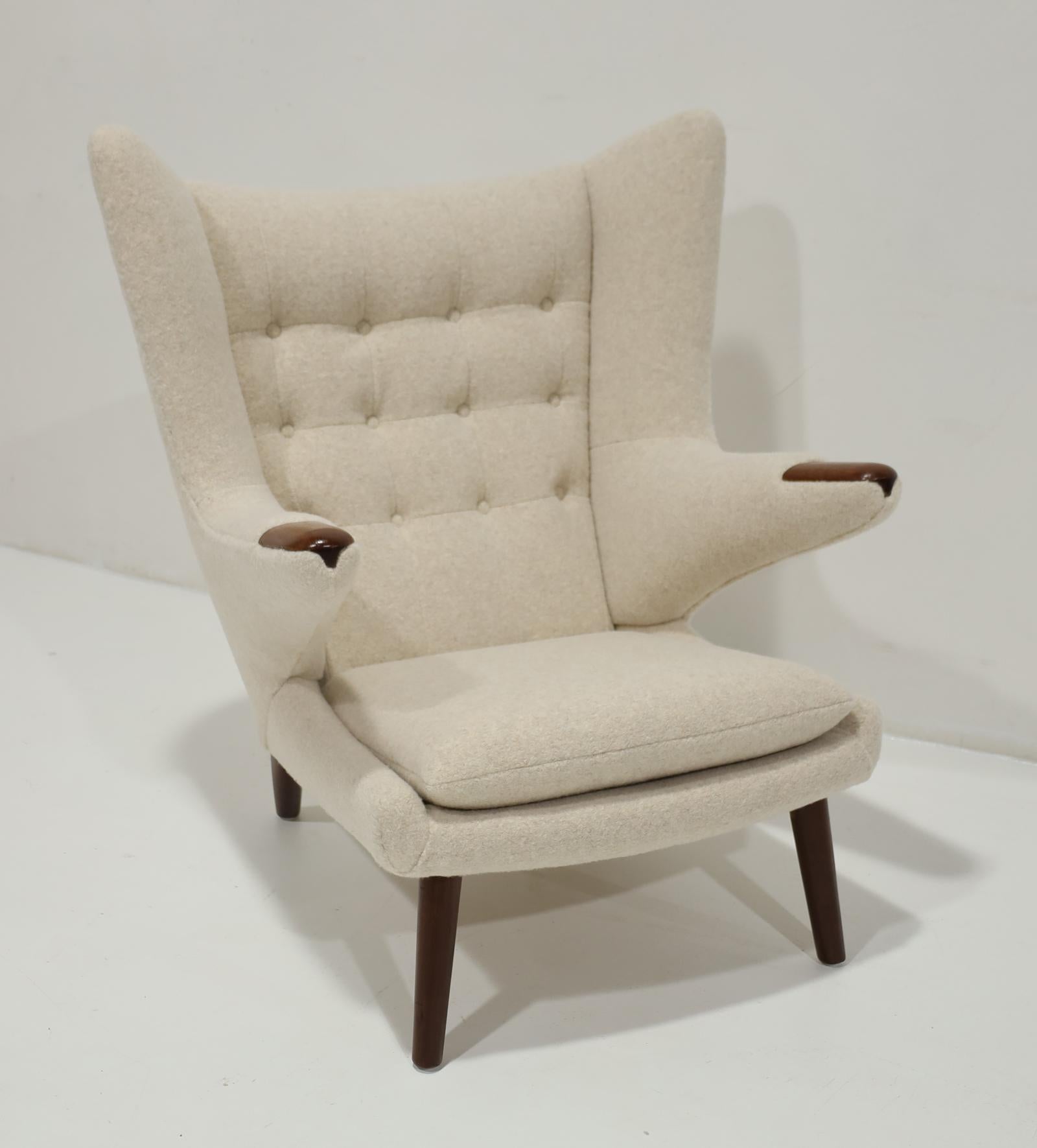 20th Century Hans J. Wegner AP19 Papa Bear Chair in Holly Hunt Alpaca For Sale