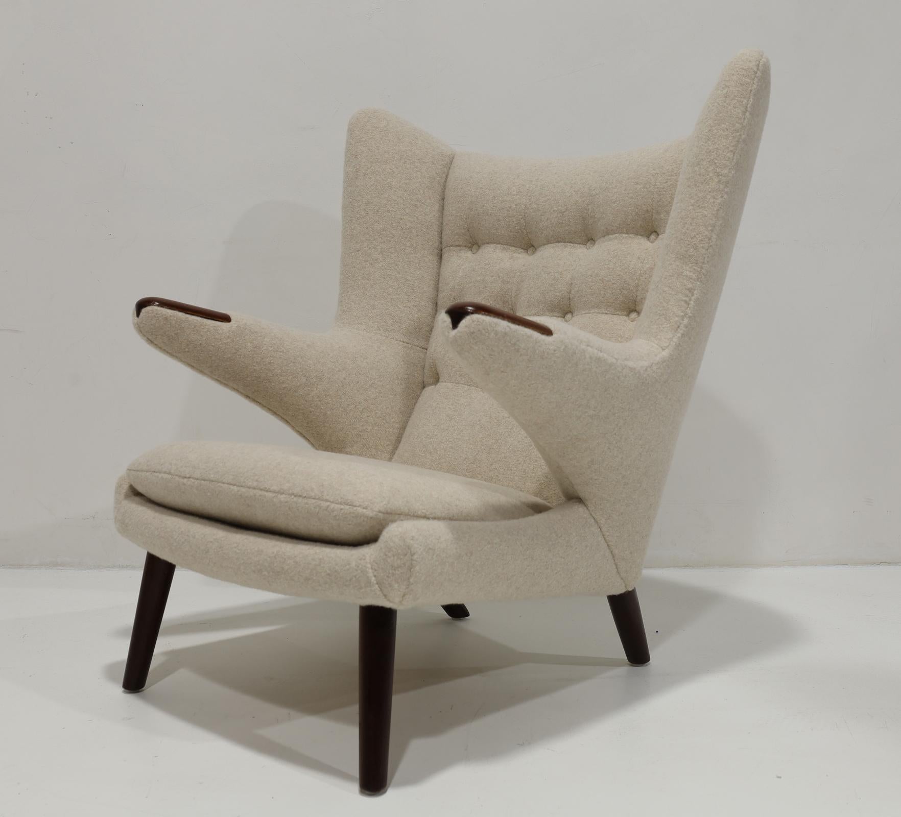 Hans J. Wegner AP19 Papa Bear Chair in Holly Hunt Alpaca For Sale 2