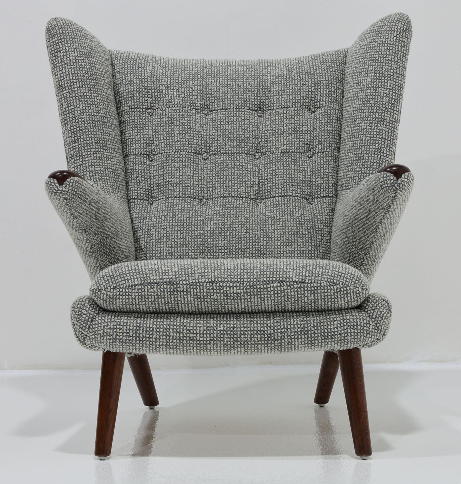 Upholstery Hans J. Wegner AP19 Papa Bear Chair in Maharam Wool Boucle' For Sale
