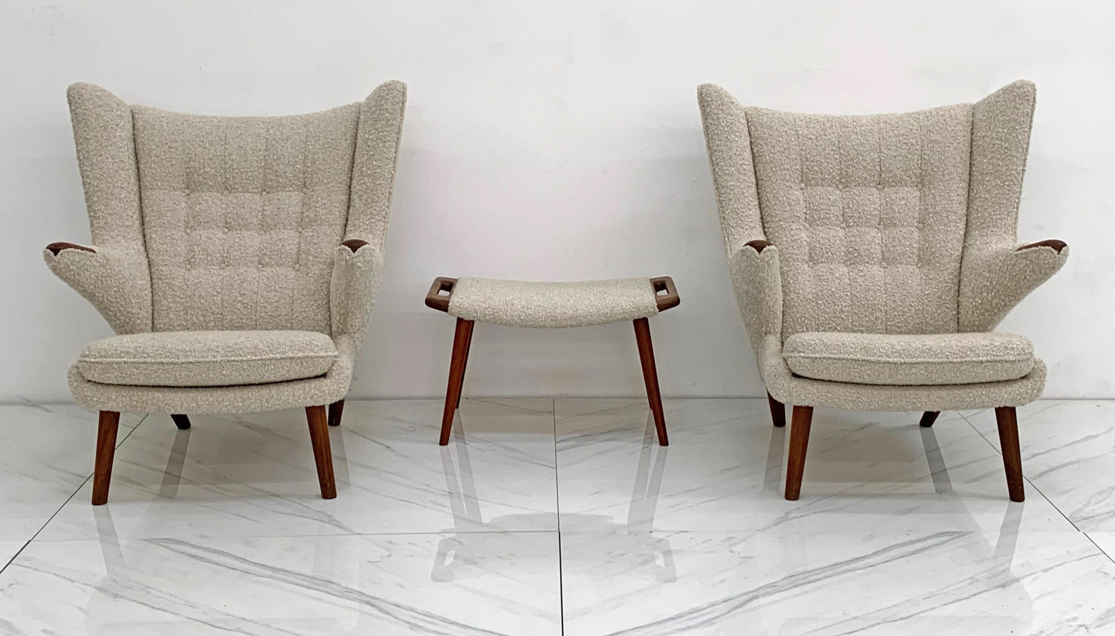 Hans J. Wegner AP19 Papa Bear Chairs and Ottoman for A.P. Stolen 4
