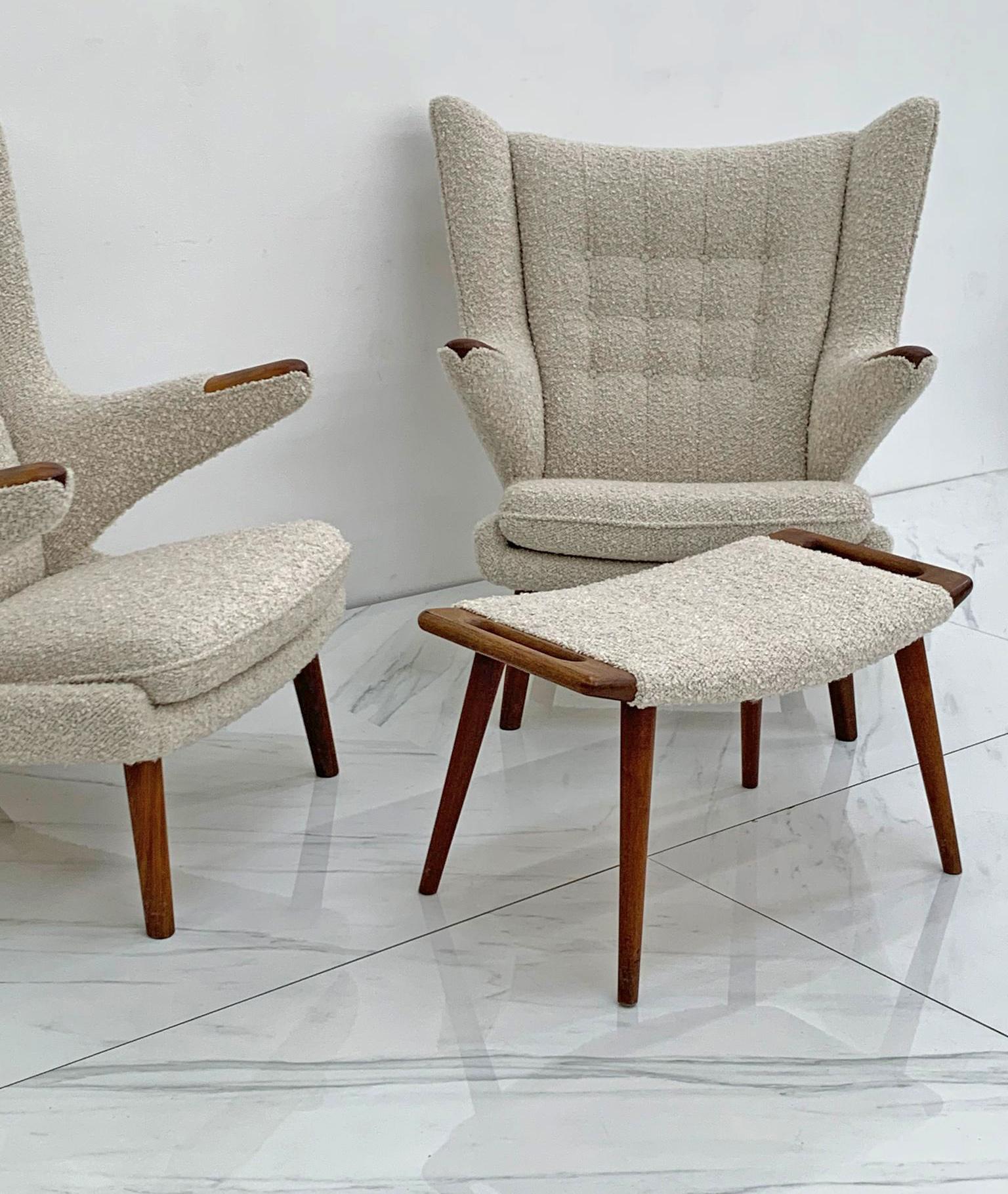 Hans J. Wegner AP19 Papa Bear Chairs and Ottoman for A.P. Stolen 10