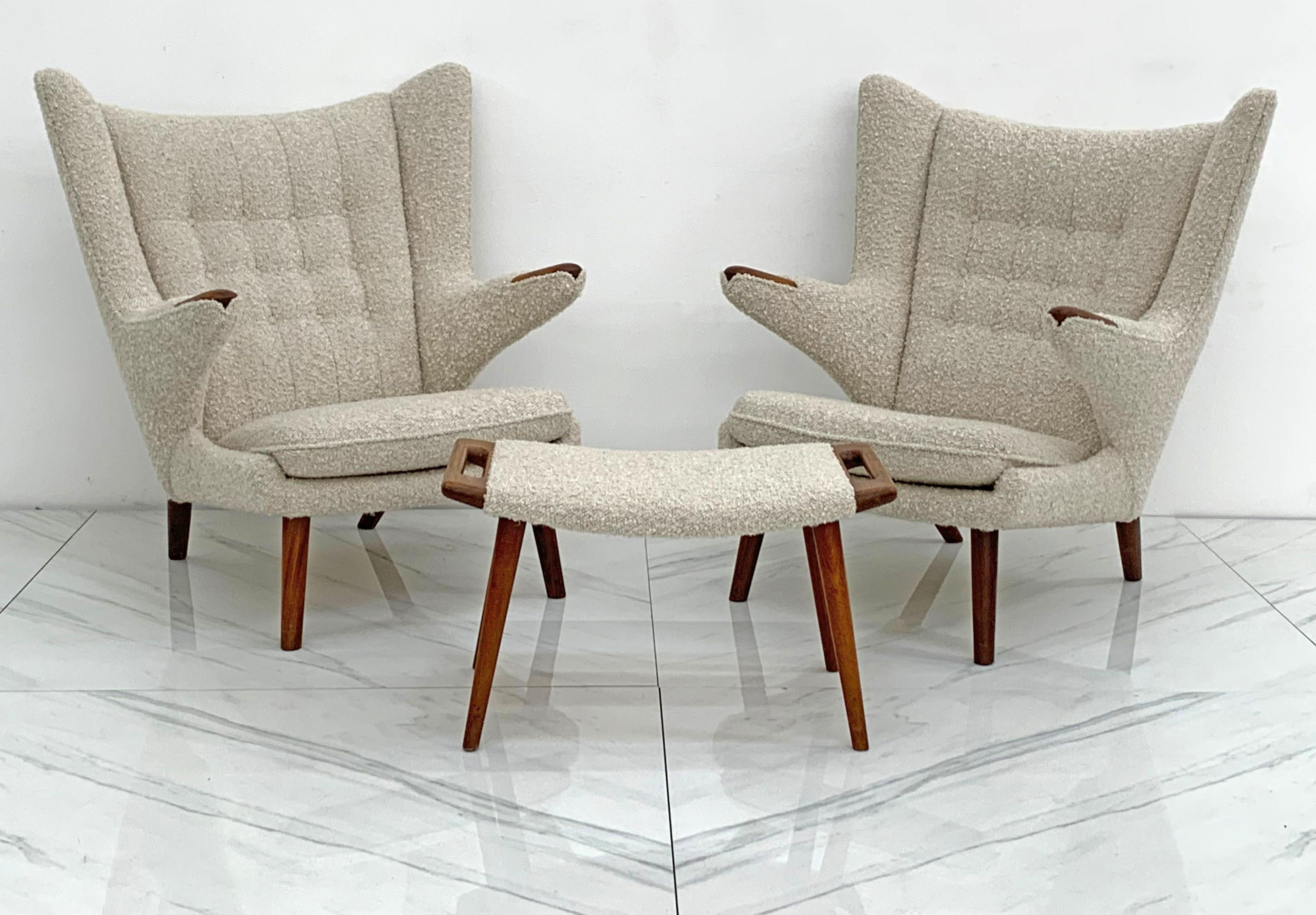 Hans J. Wegner AP19 Papa Bear Chairs and Ottoman for A.P. Stolen 11