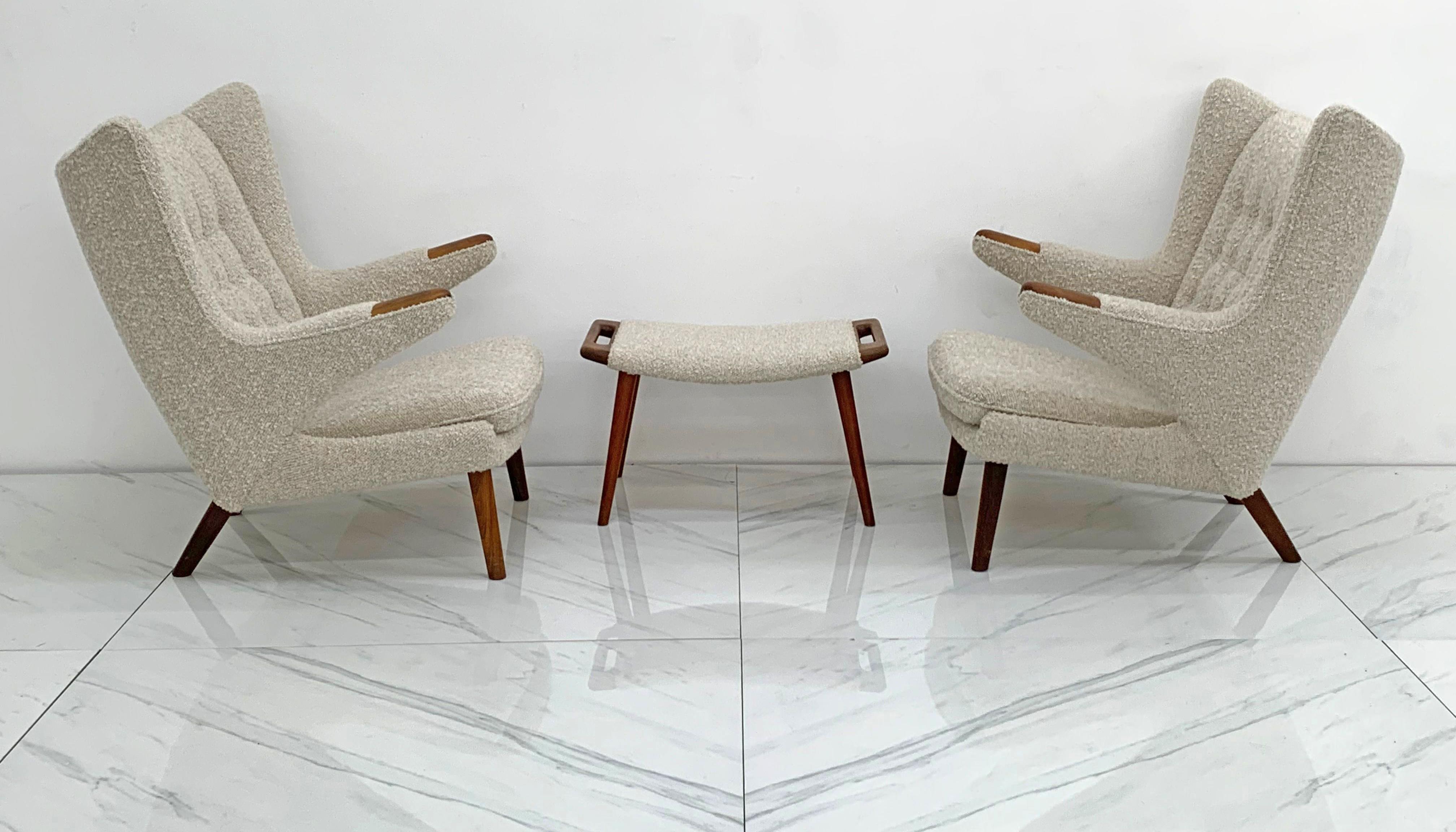 Hans J. Wegner AP19 Papa Bear Chairs and Ottoman for A.P. Stolen 2