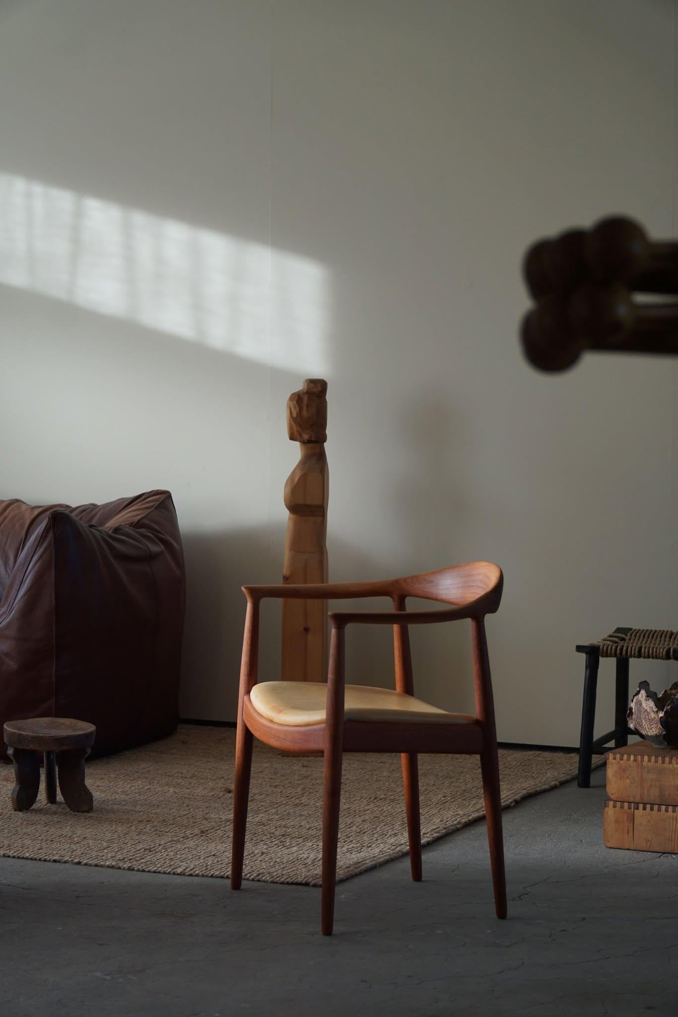 20th Century Hans J. Wegner, Armchair in Teak & Leather, 