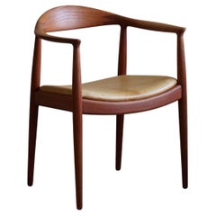 Hans J. Wegner, Armchair in Teak & Leather, "The Chair" model JH501, 1950s