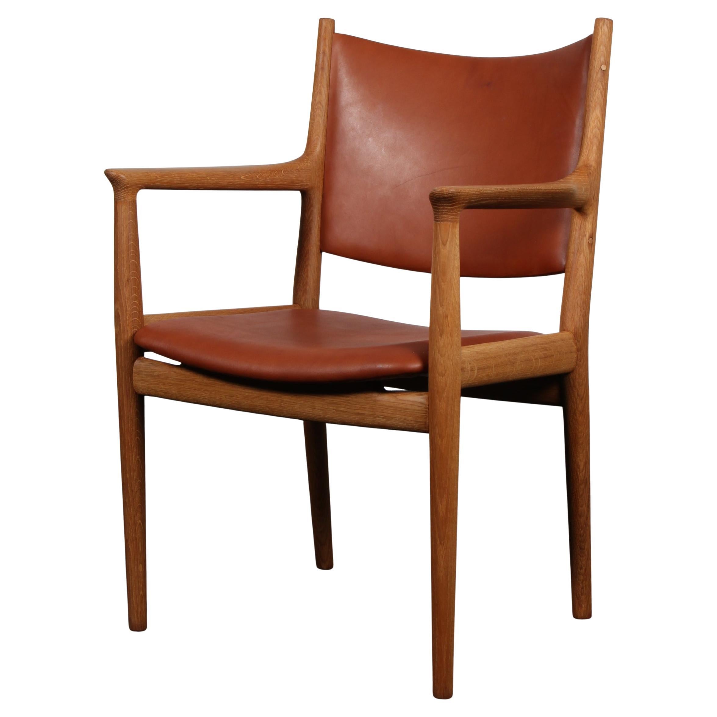 Hans J. Wegner Sessel, Model No. Jh513, Eiche und Leder im Angebot