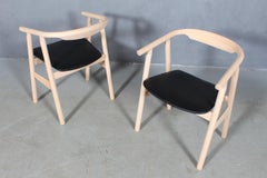 Hans J. Wegner Armchairs, Model GE-525, Beech and Aniline Leather, GETAMA