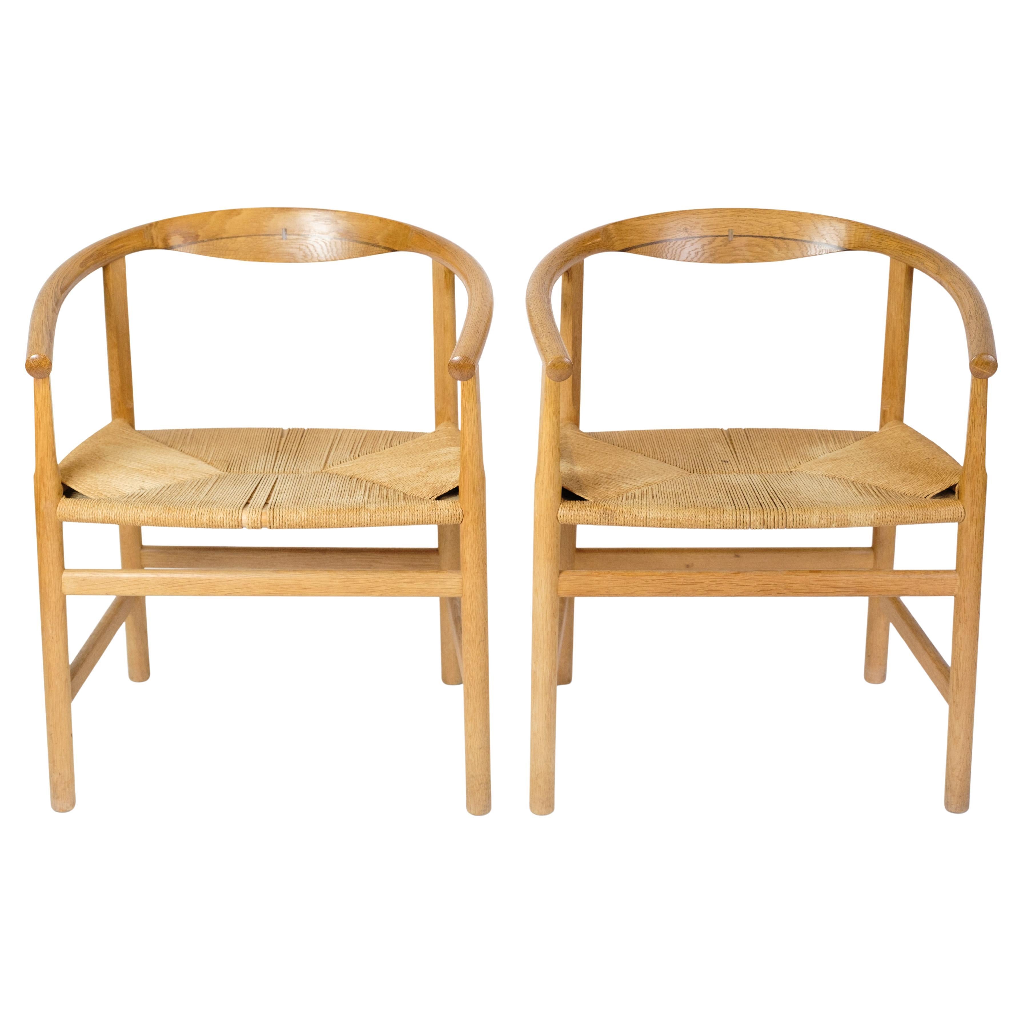 Hans J. Wegner Armchairs Model PP201 Made In Oak & Wenge For PP Møbler
