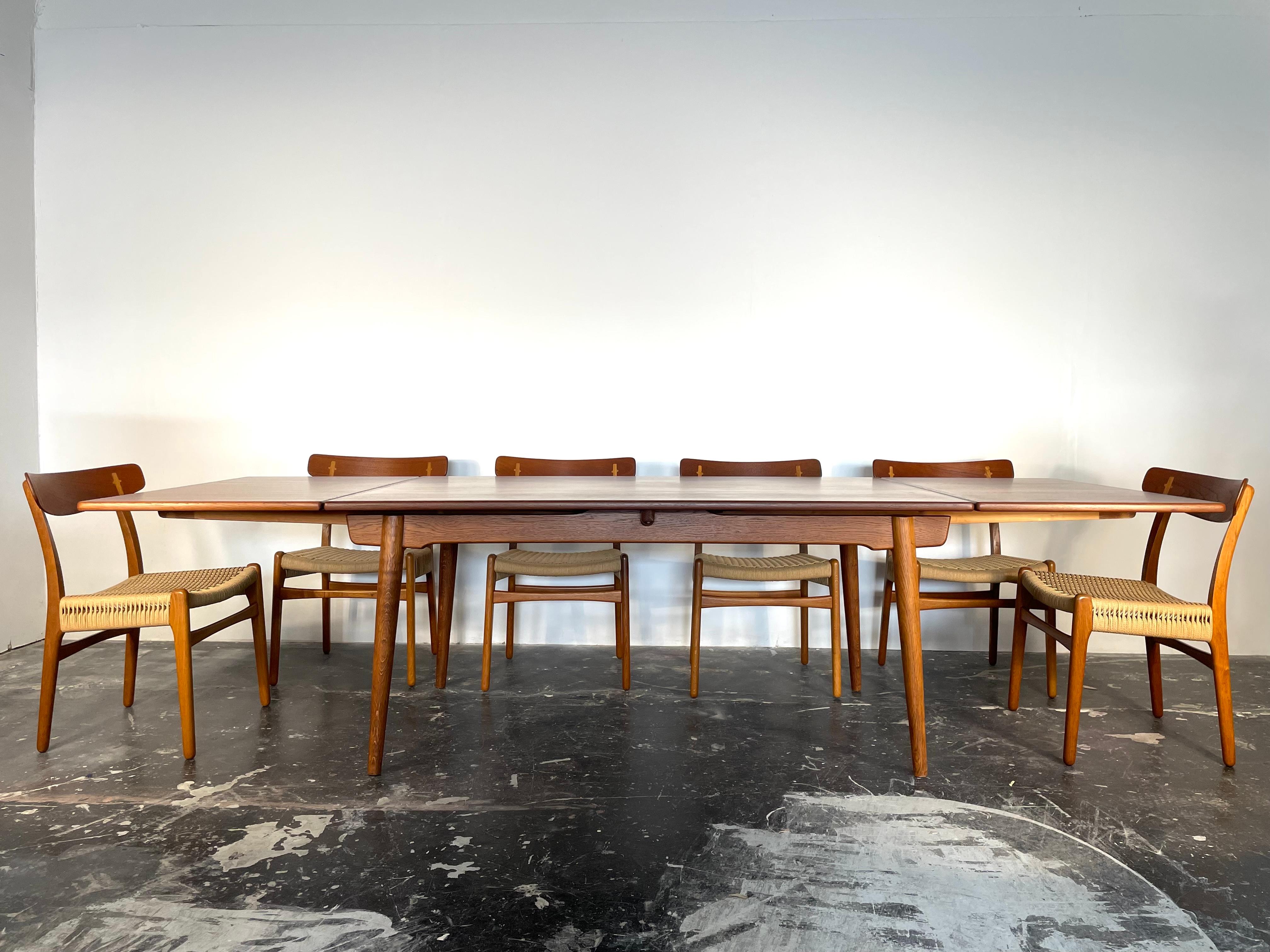 Danish Hans J. Wegner AT-312 Sculpted Teak & Oak Dining Table for Andreas Tuck