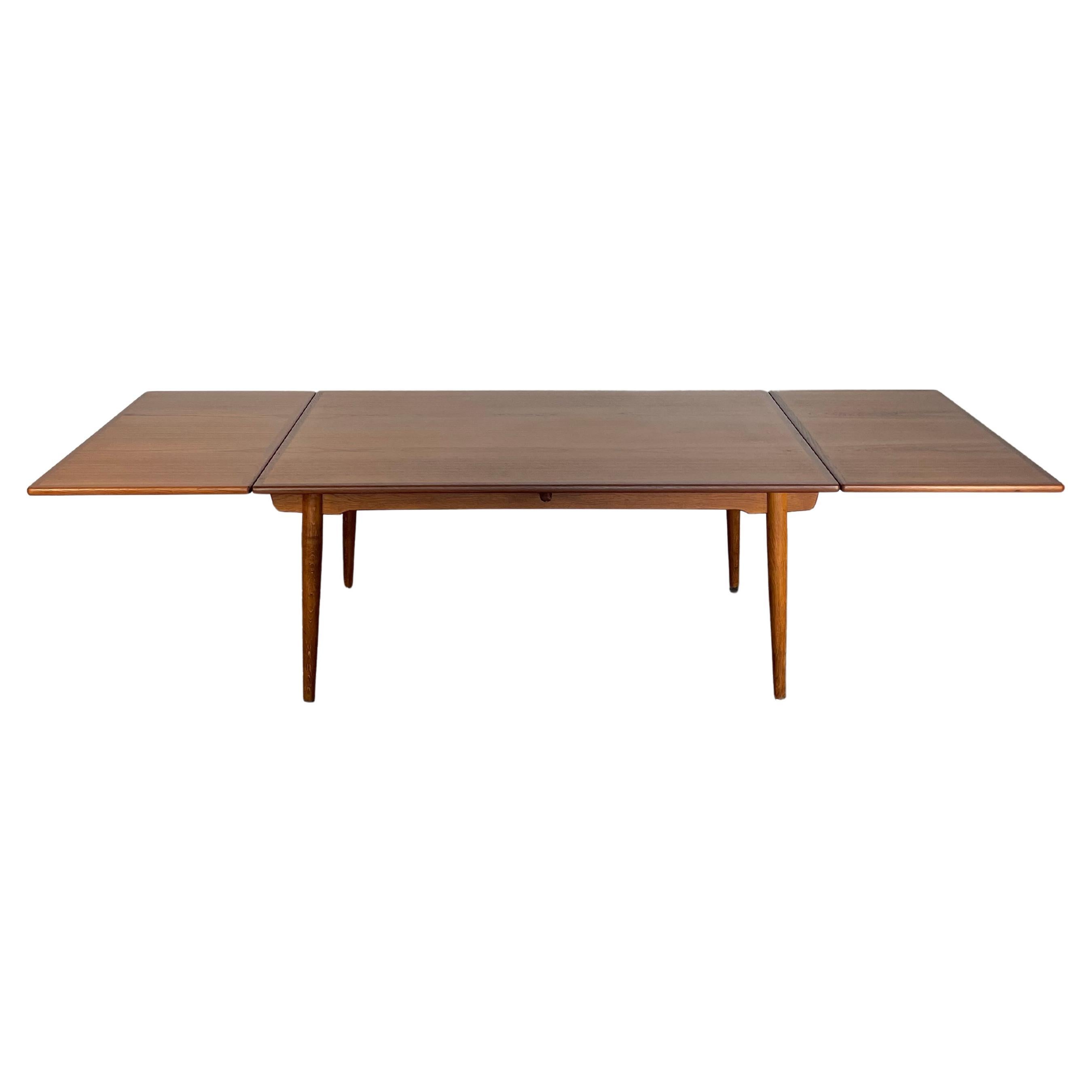 Hans J. Wegner AT-312 Sculpted Teak 
Oak Dining Table for Andreas Tuck