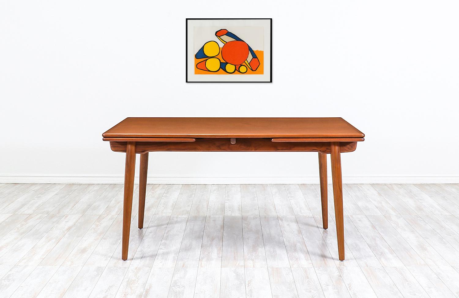 Mid-Century Modern Hans J. Wegner AT 312 Teak Draw-Leaf Dining Table for Andreas Tuck